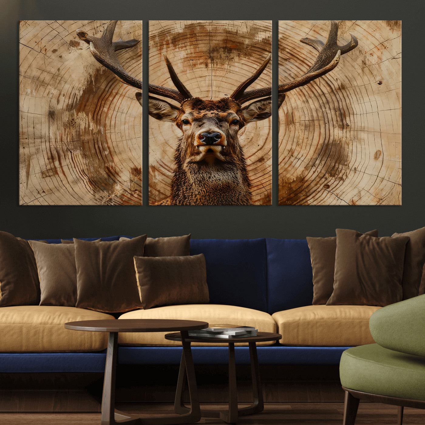 Wood Abstract Deer Wall Art | Rustic Wildlife Canvas Print |