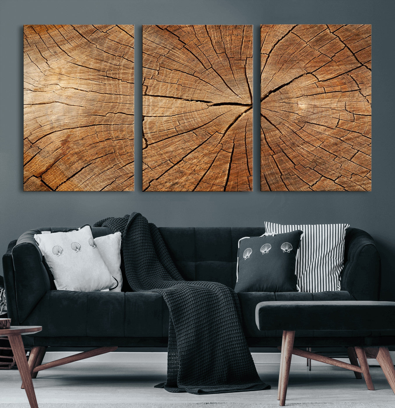 Tree Ring Canvas Art, Rustic Wood Grain Wall Art, Tree Slice