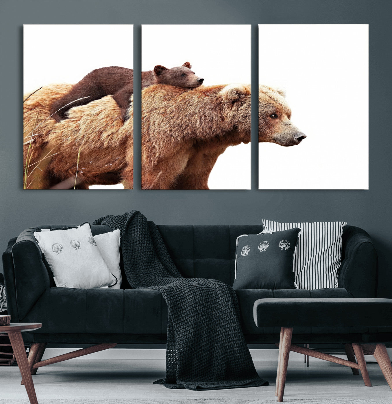 Mother and Baby Bear Canvas Wall Art - Adorable Wildlife