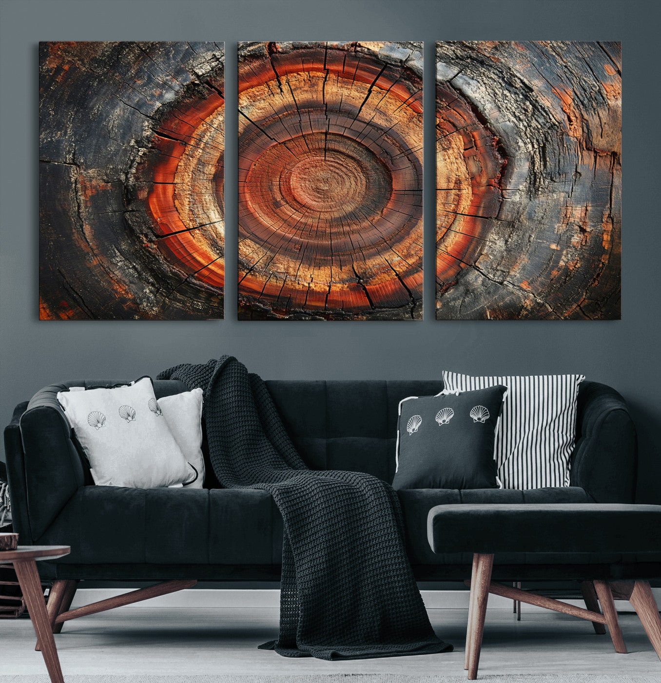 Wood Grain Canvas Wall Art - Framed Abstract Tree Ring
