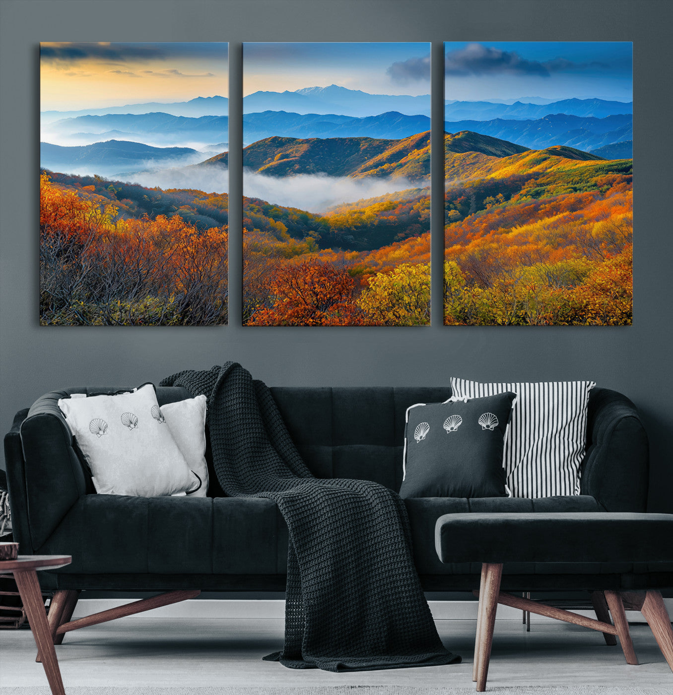 Autumn Mountains Wall Art Canvas Print – Foggy Peaks
