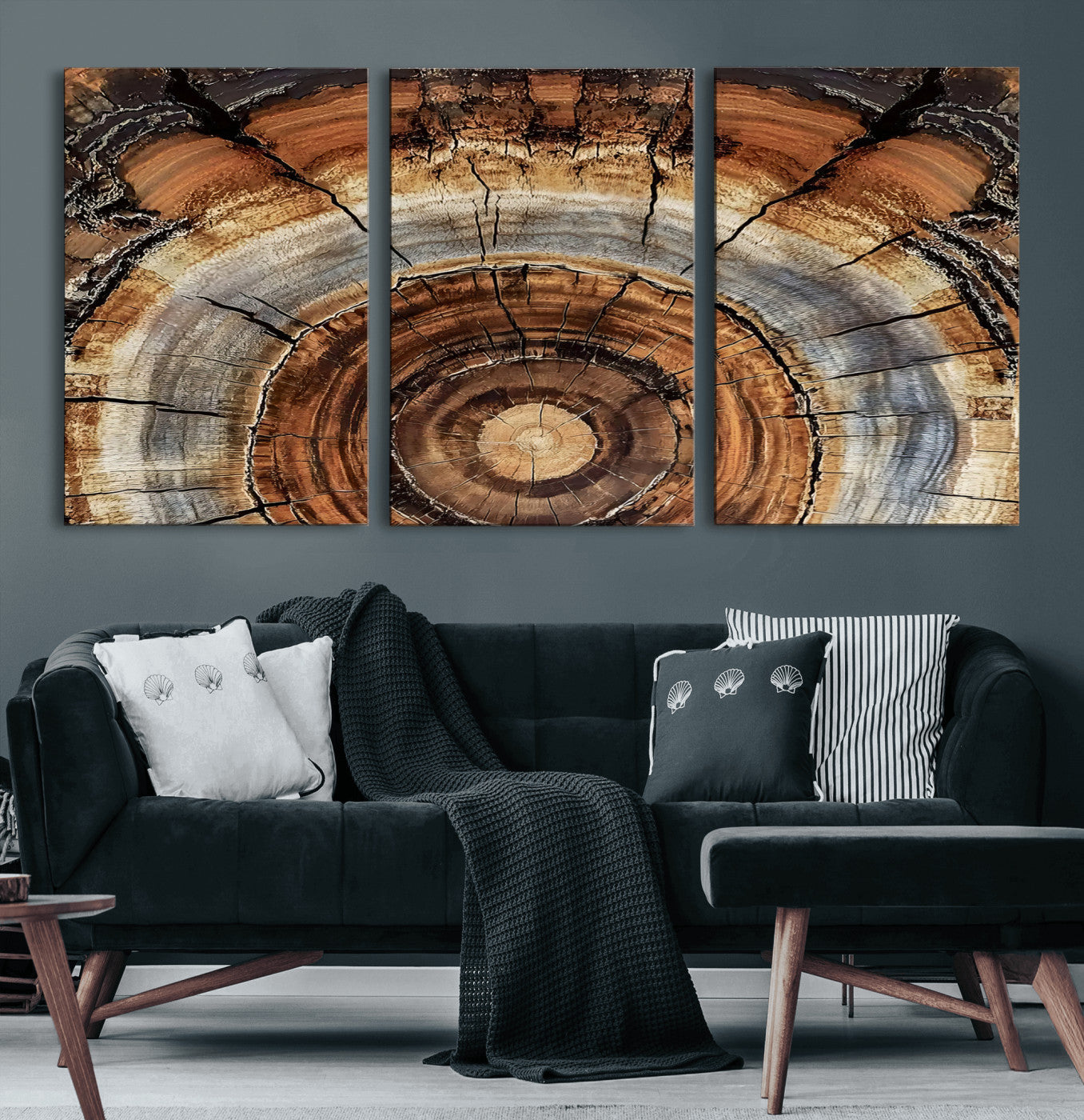 Tree Rings Wall Art Canvas Print – Rustic Wood Texture