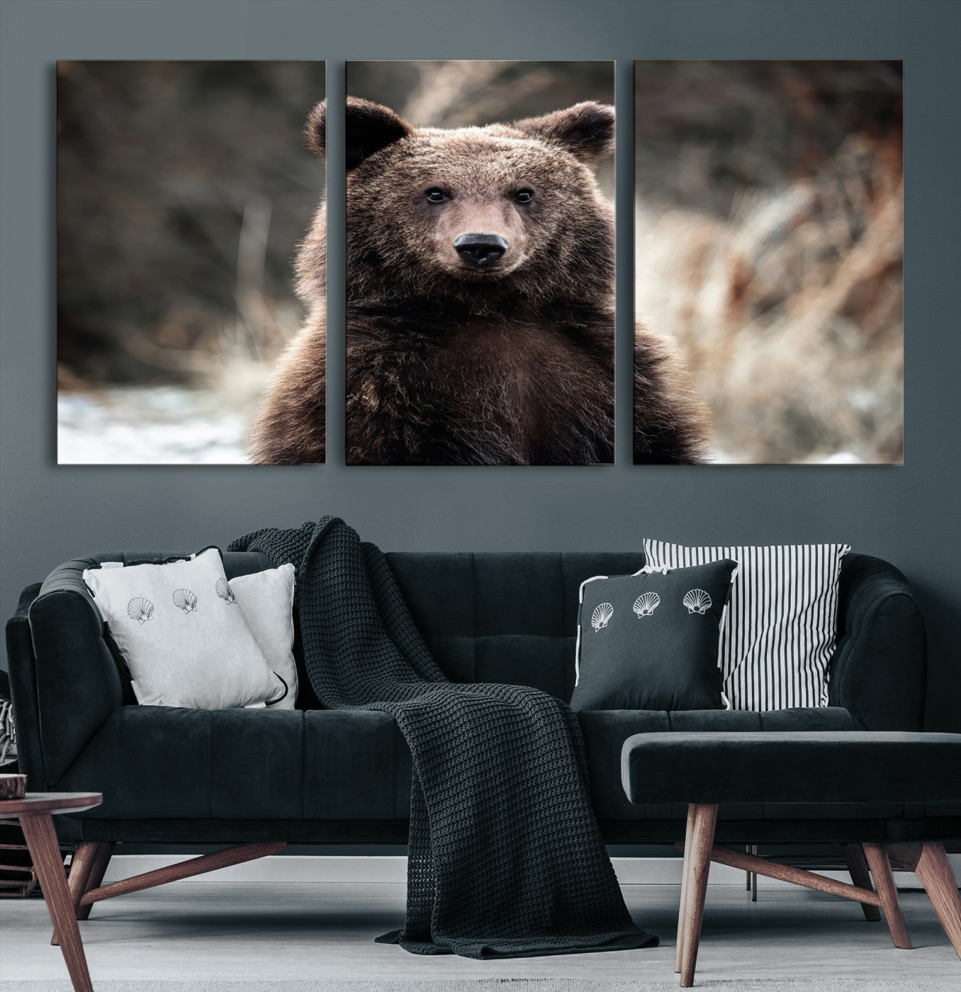 Brown Bear Wall Art Canvas Print – Framed Majestic Woodland