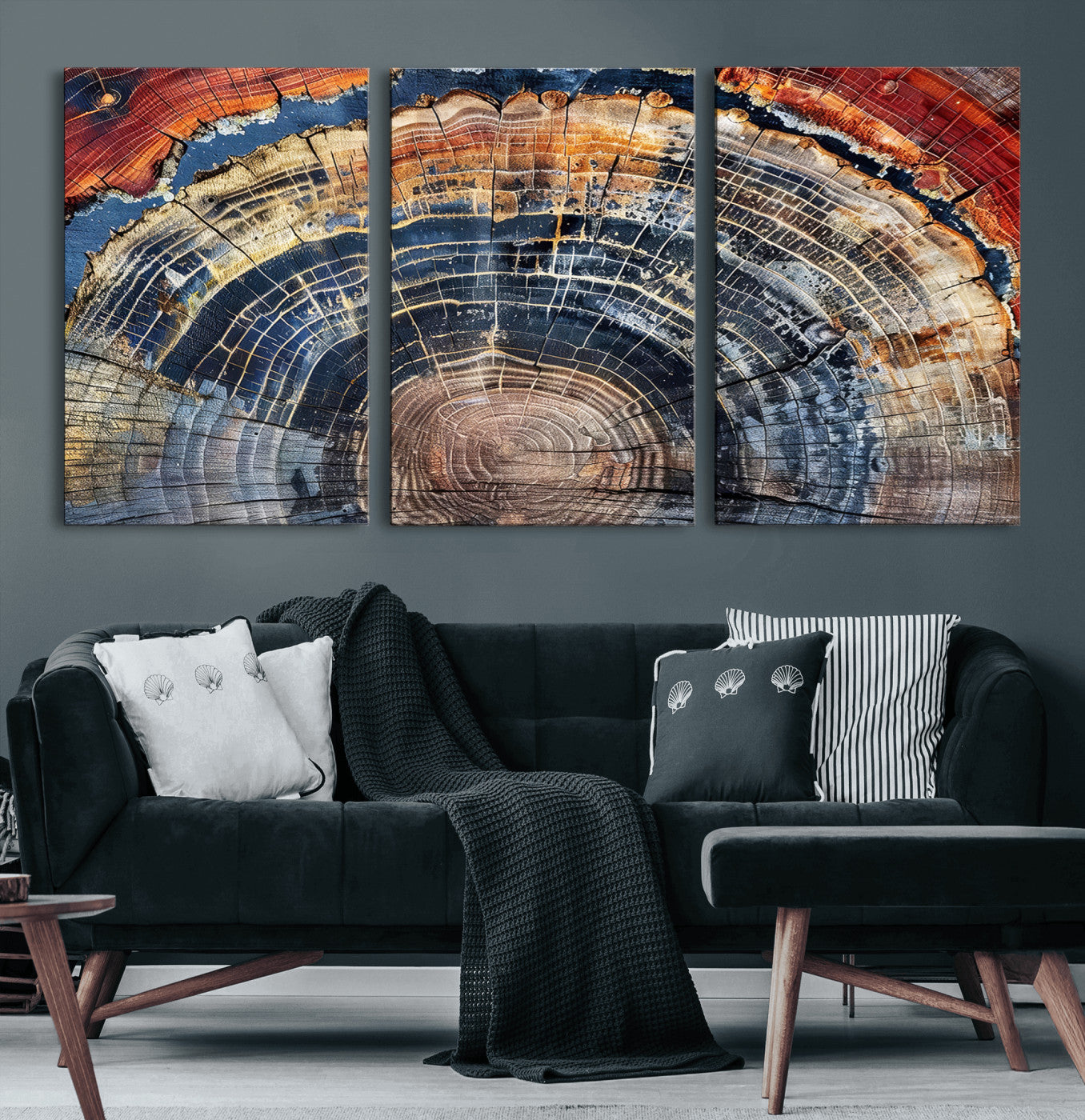 Tree Rings Wall Art Canvas Print – Framed Wood Art Picture