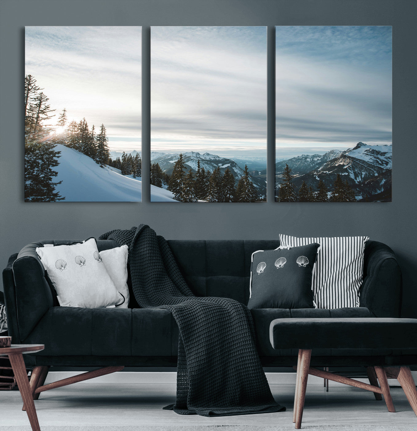Snowy Mountains Wall Art Canvas Print – Framed Alpine