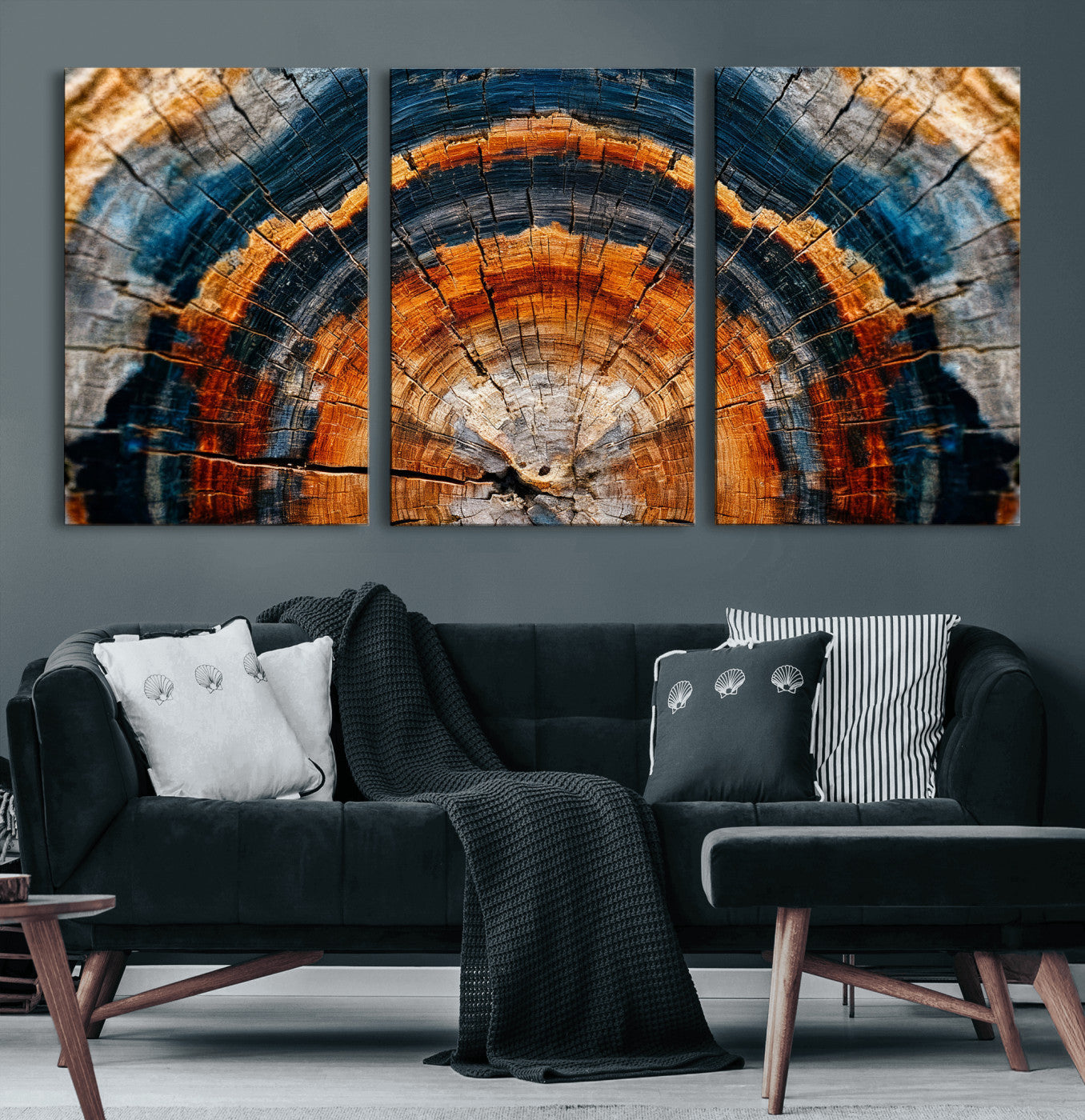 Abstract Wood Grain Canvas Print, Tree Ring Pattern Wall