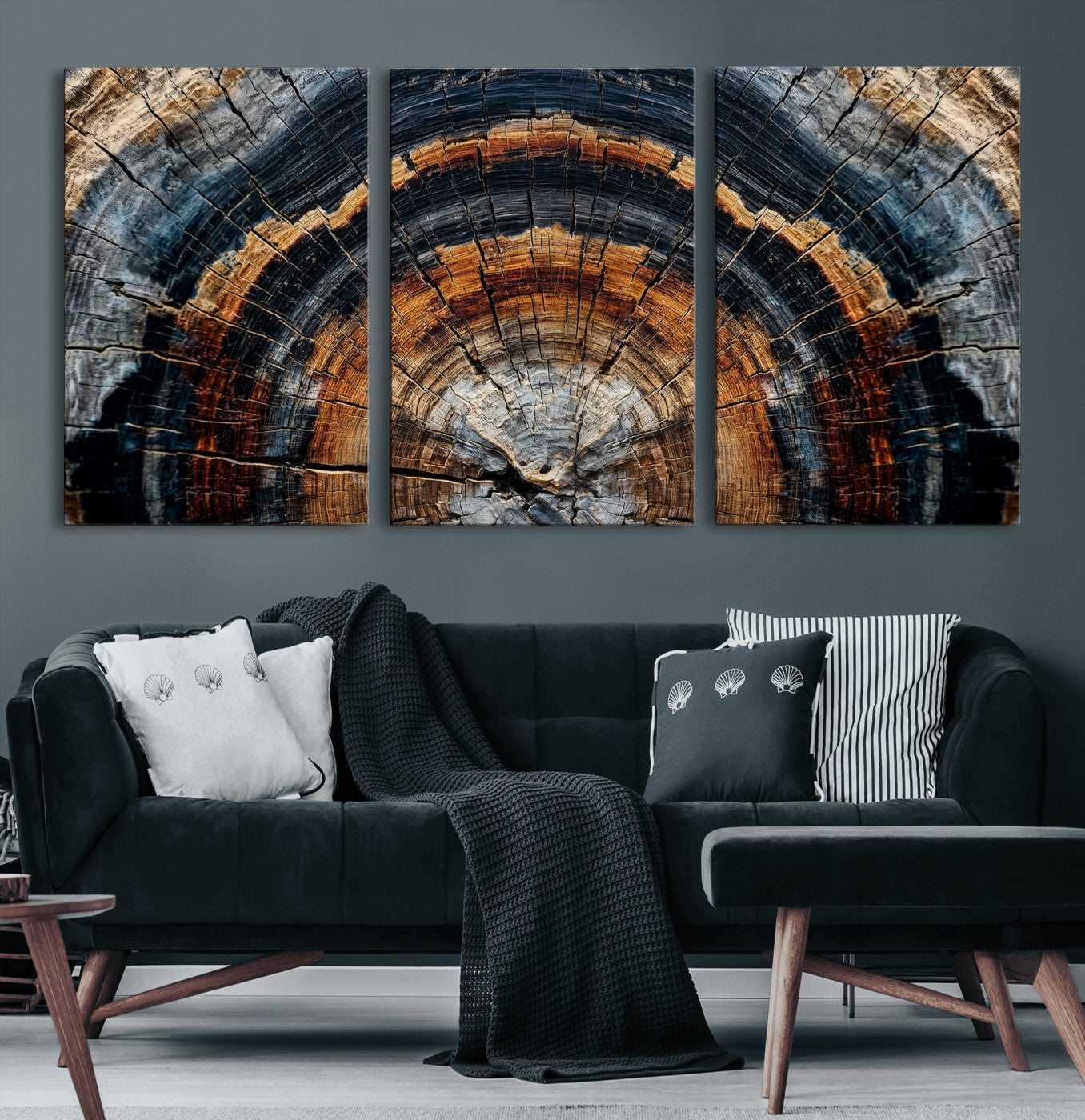 Abstract Wood Grain Canvas Print, Tree Ring Pattern Wall