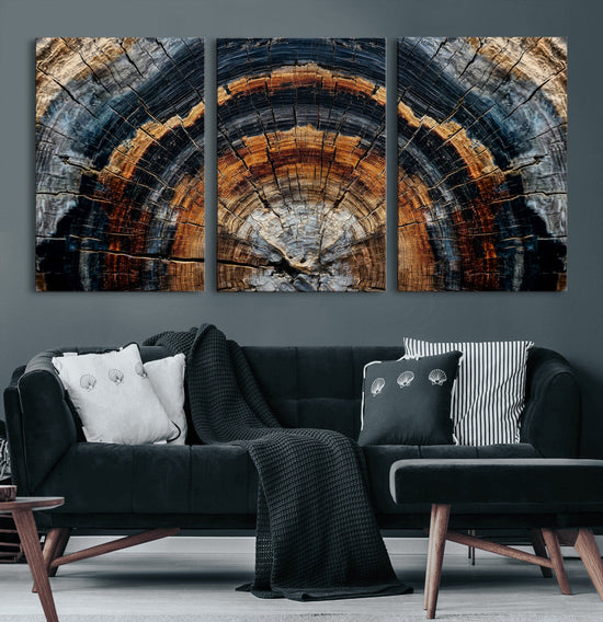 Abstract Wood Grain Canvas Print, Tree Ring Pattern Wall