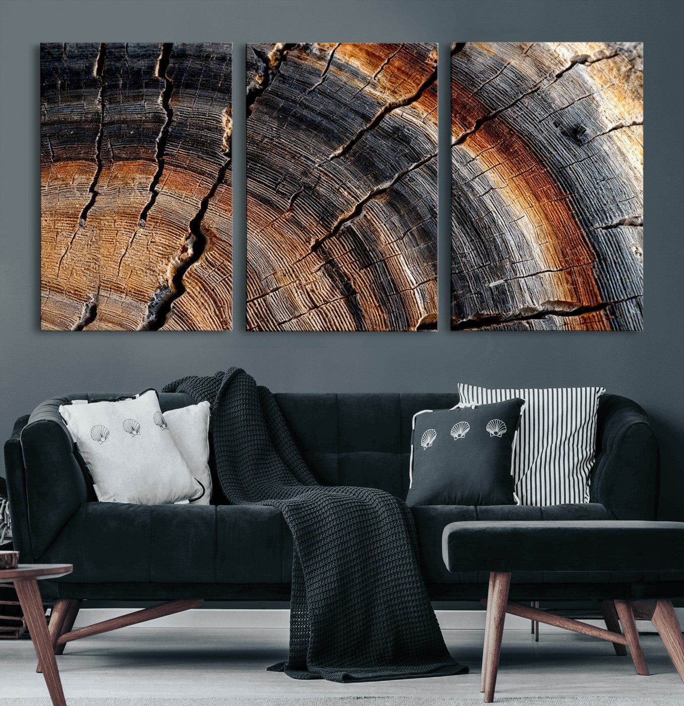 Abstract Tree Ring Wall Art Print – Natural Rustic Wood