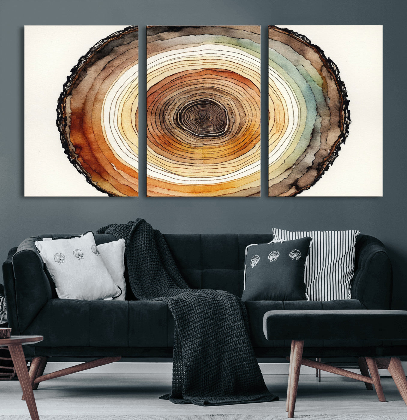 Natural Wood Slice Wall Art Canvas Print, Tree Ring Wall