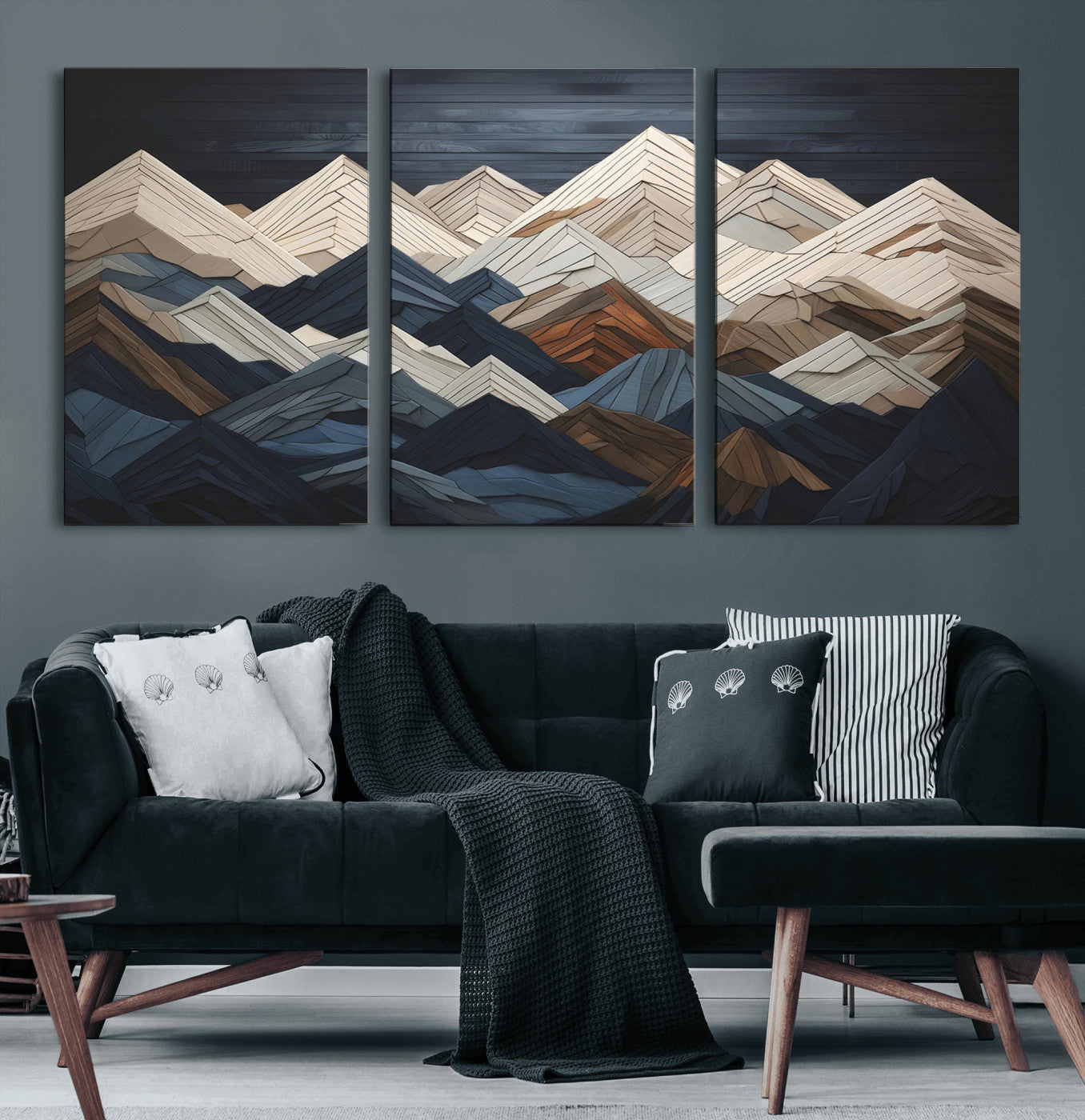 Wood Mountain Wall Art | Mountain Canvas Print Wood Decor |