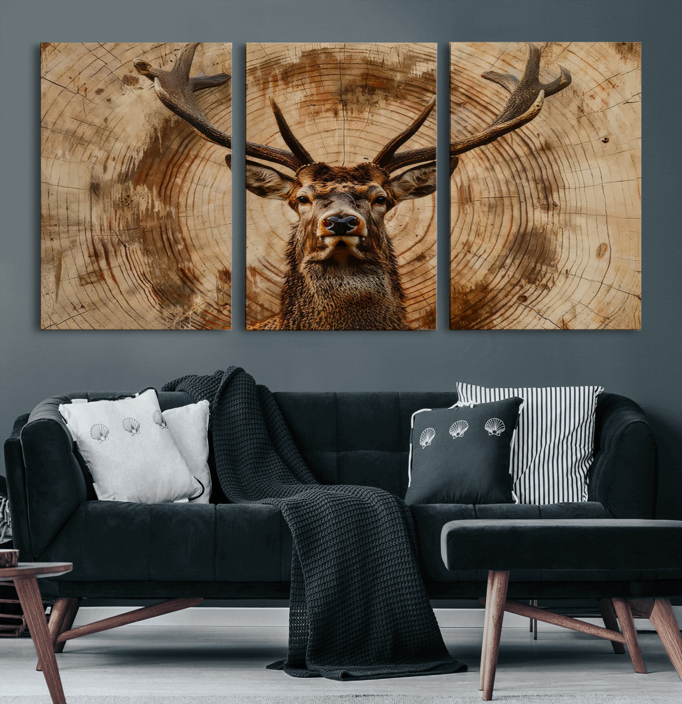 Wood Abstract Deer Wall Art | Rustic Wildlife Canvas Print |