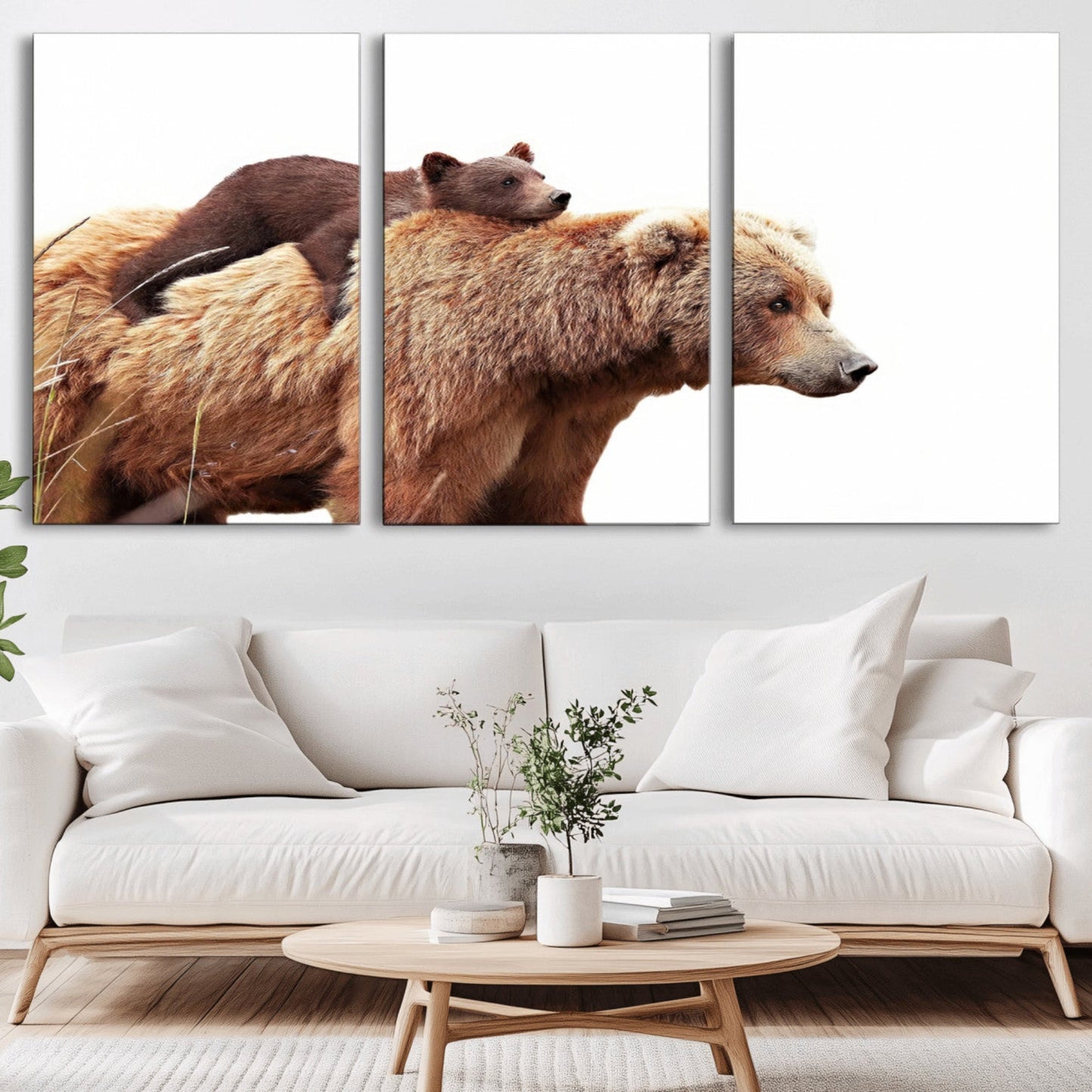 Mother and Baby Bear Canvas Wall Art - Adorable Wildlife
