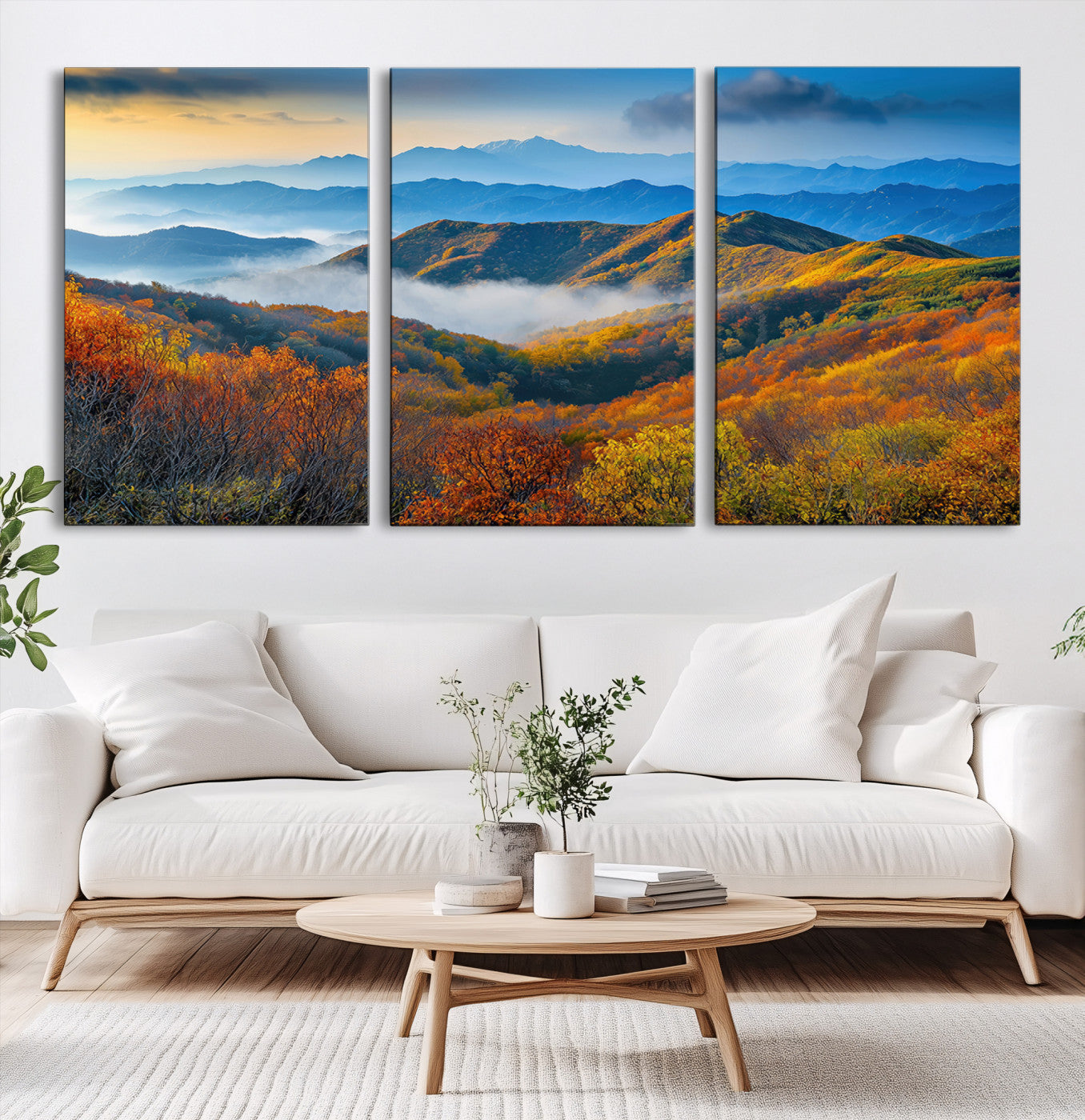 Autumn Mountains Wall Art, Vibrant Fall Foliage Landscape