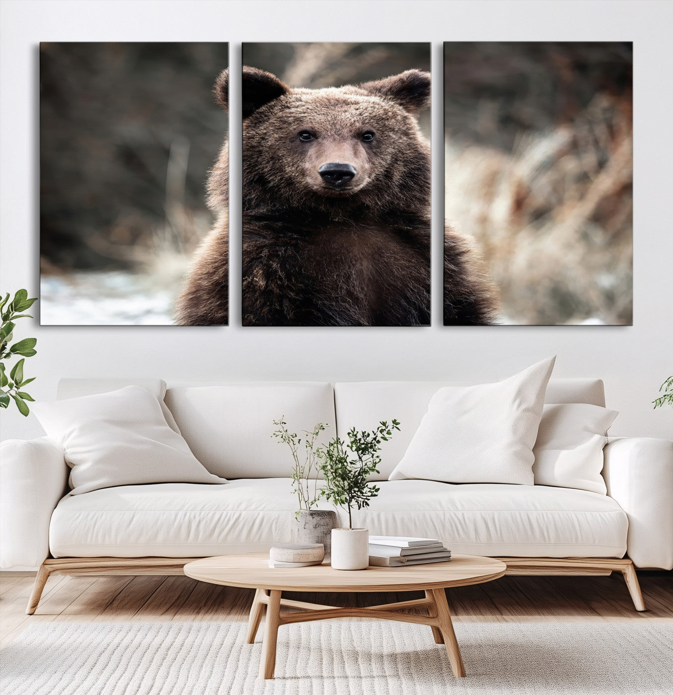 Brown Bear Wall Art Canvas Print – Framed Majestic Woodland