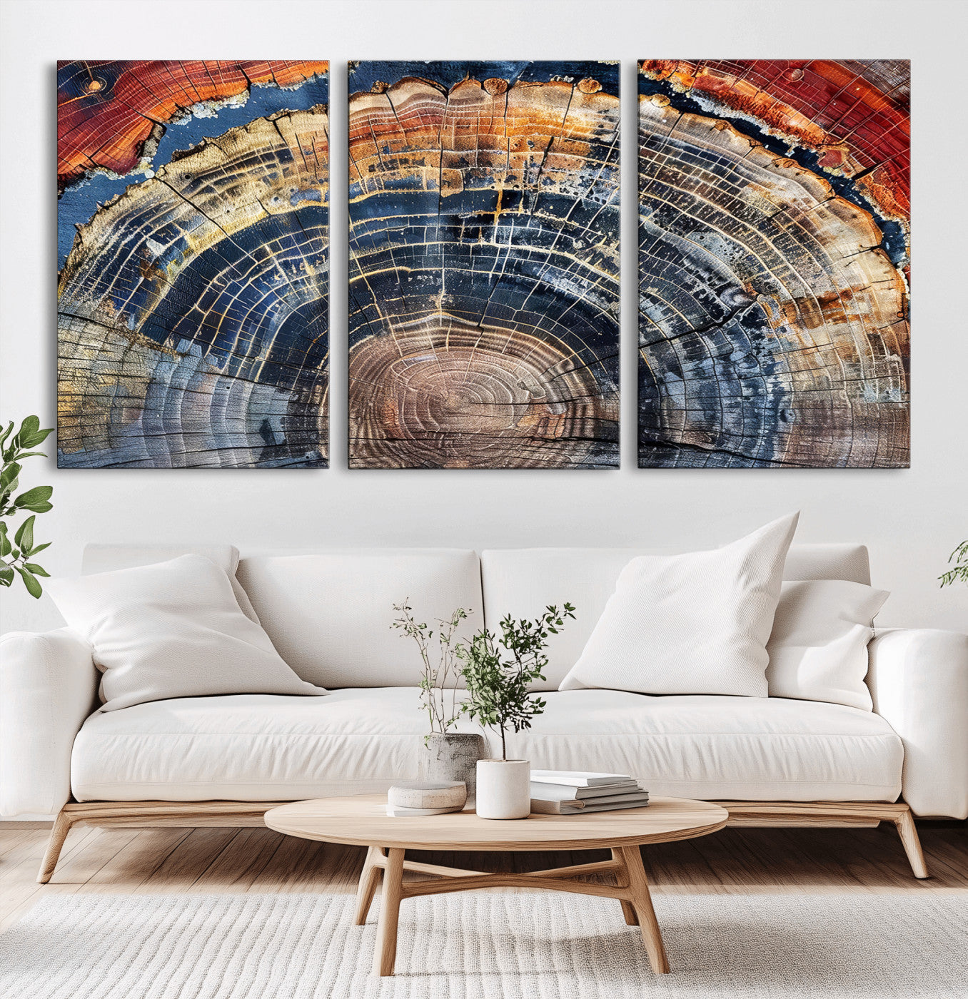 Tree Rings Wall Art Canvas Print – Framed Petrified Wood