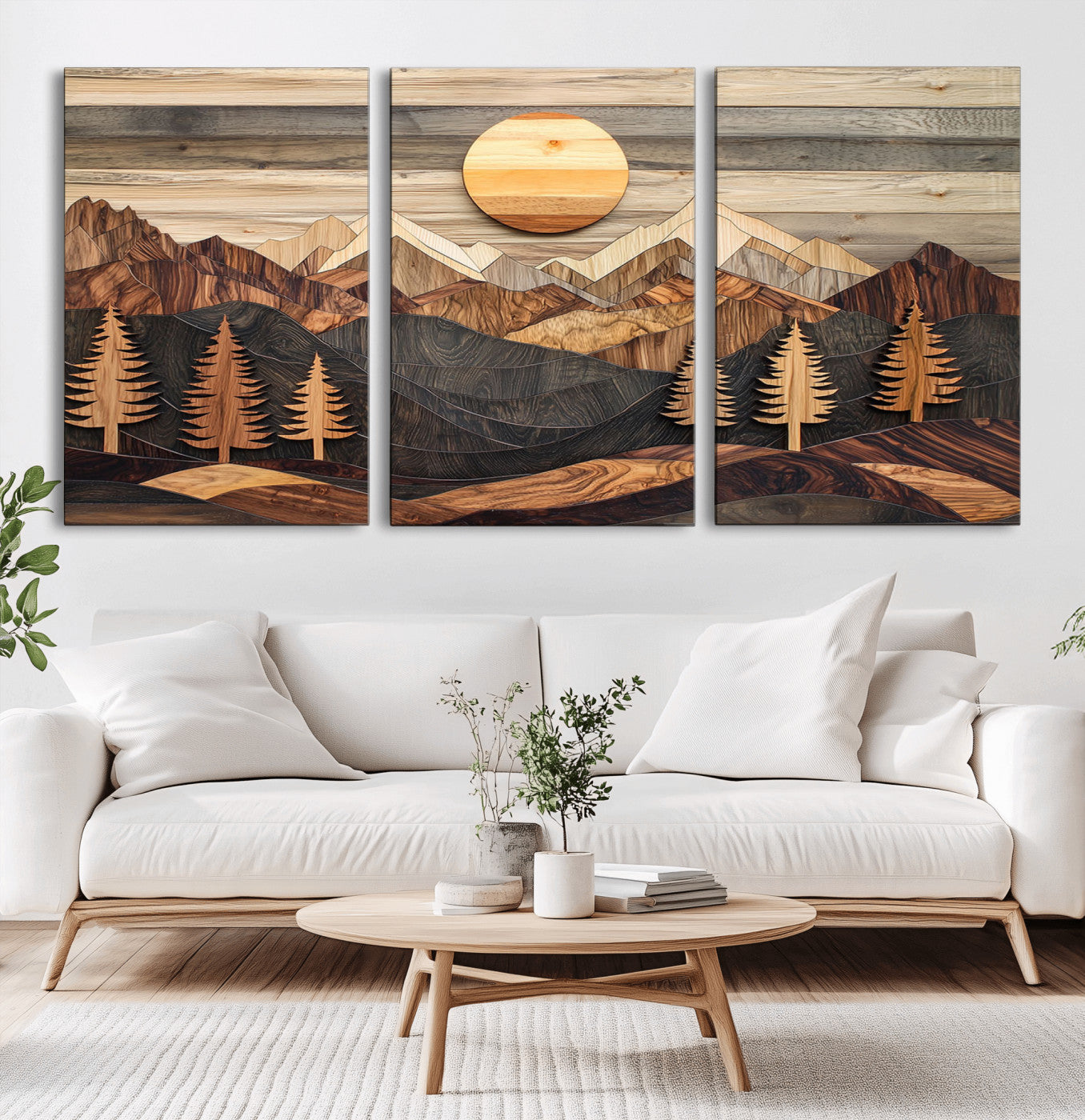 Wood Mountain Wall Art Canvas Print – Layered Forest and