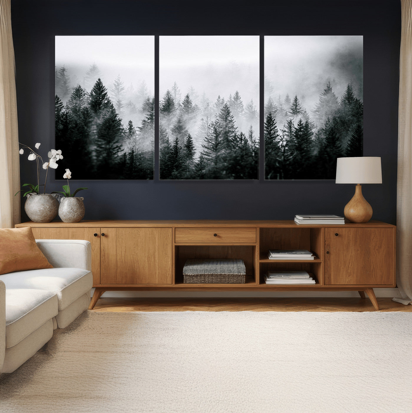 Foggy Forest Wall Art Canvas Print – Mountain Woodland