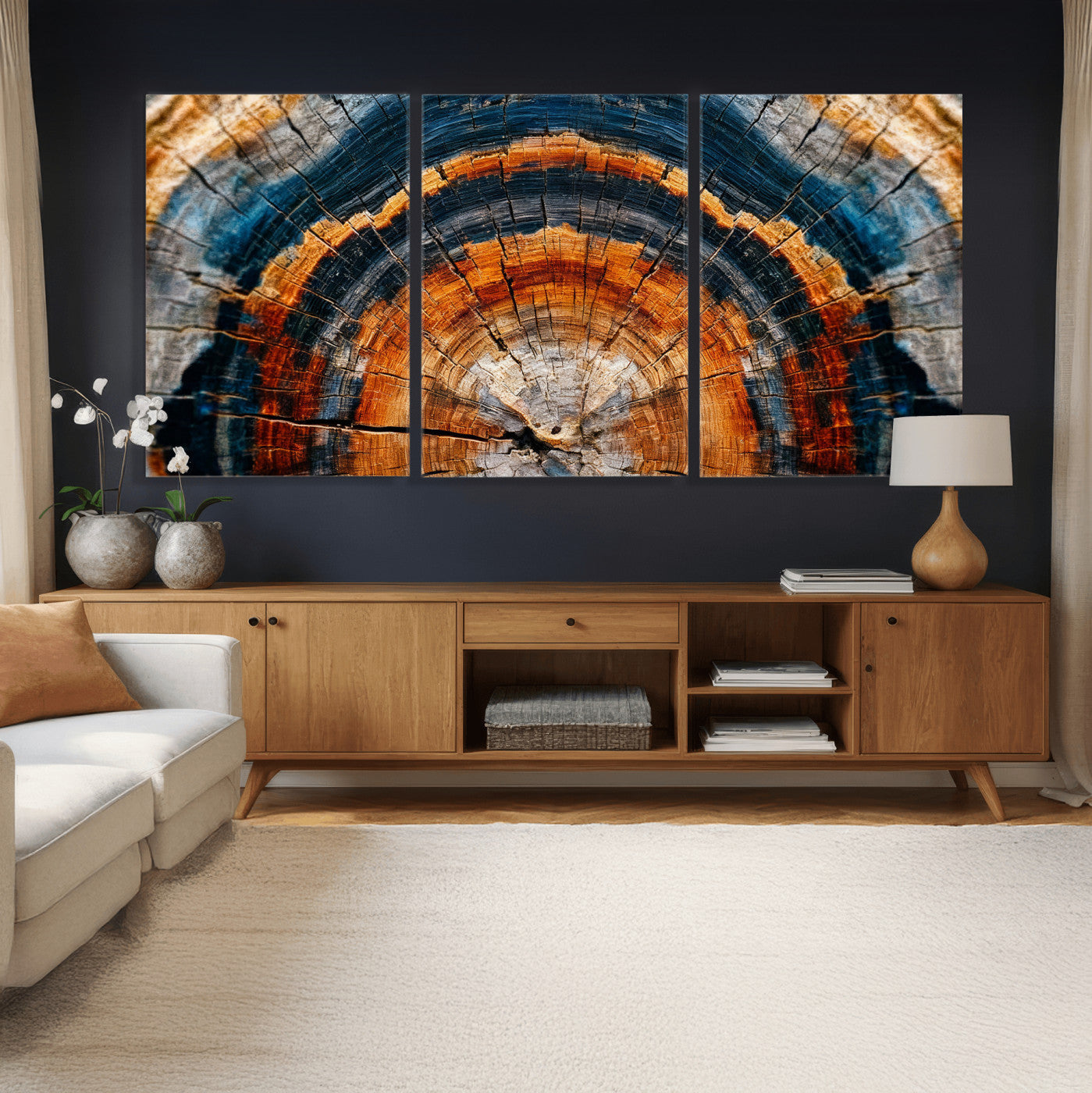 Abstract Wood Grain Canvas Print, Tree Ring Pattern Wall