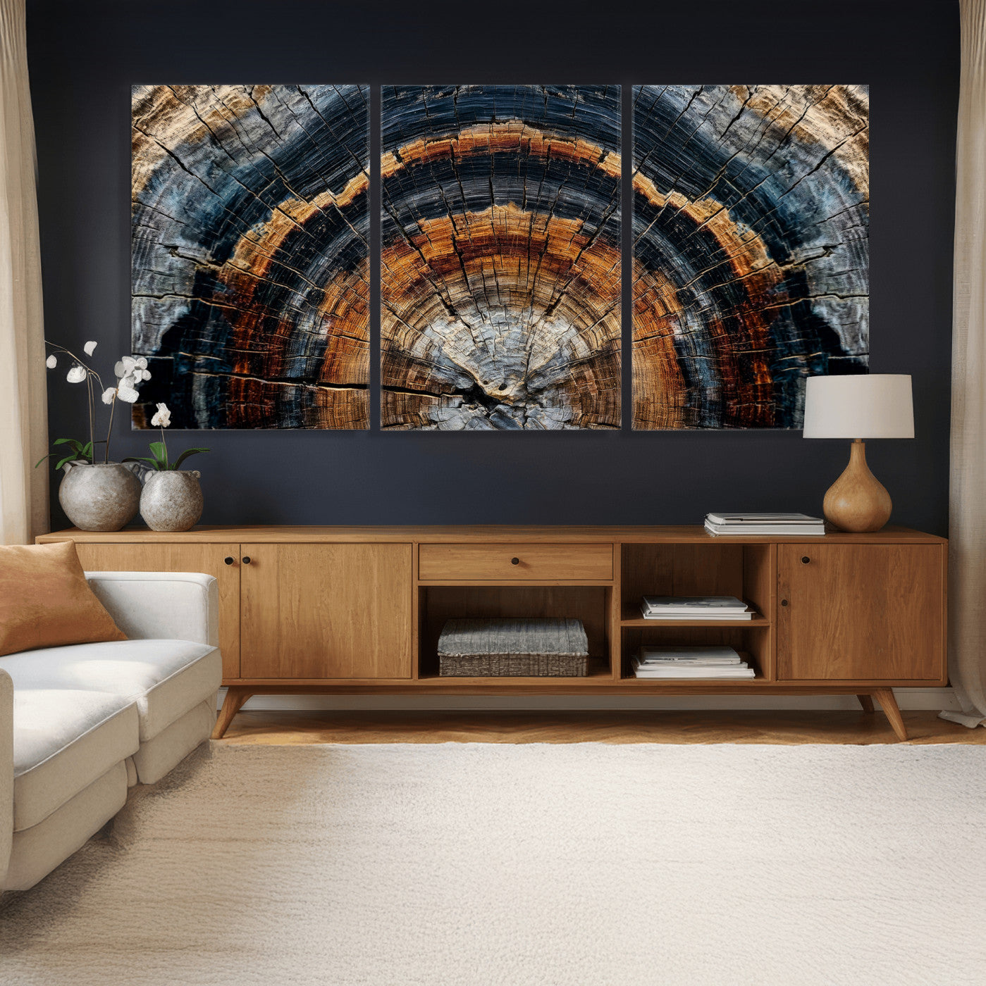 Abstract Wood Grain Canvas Print, Tree Ring Pattern Wall