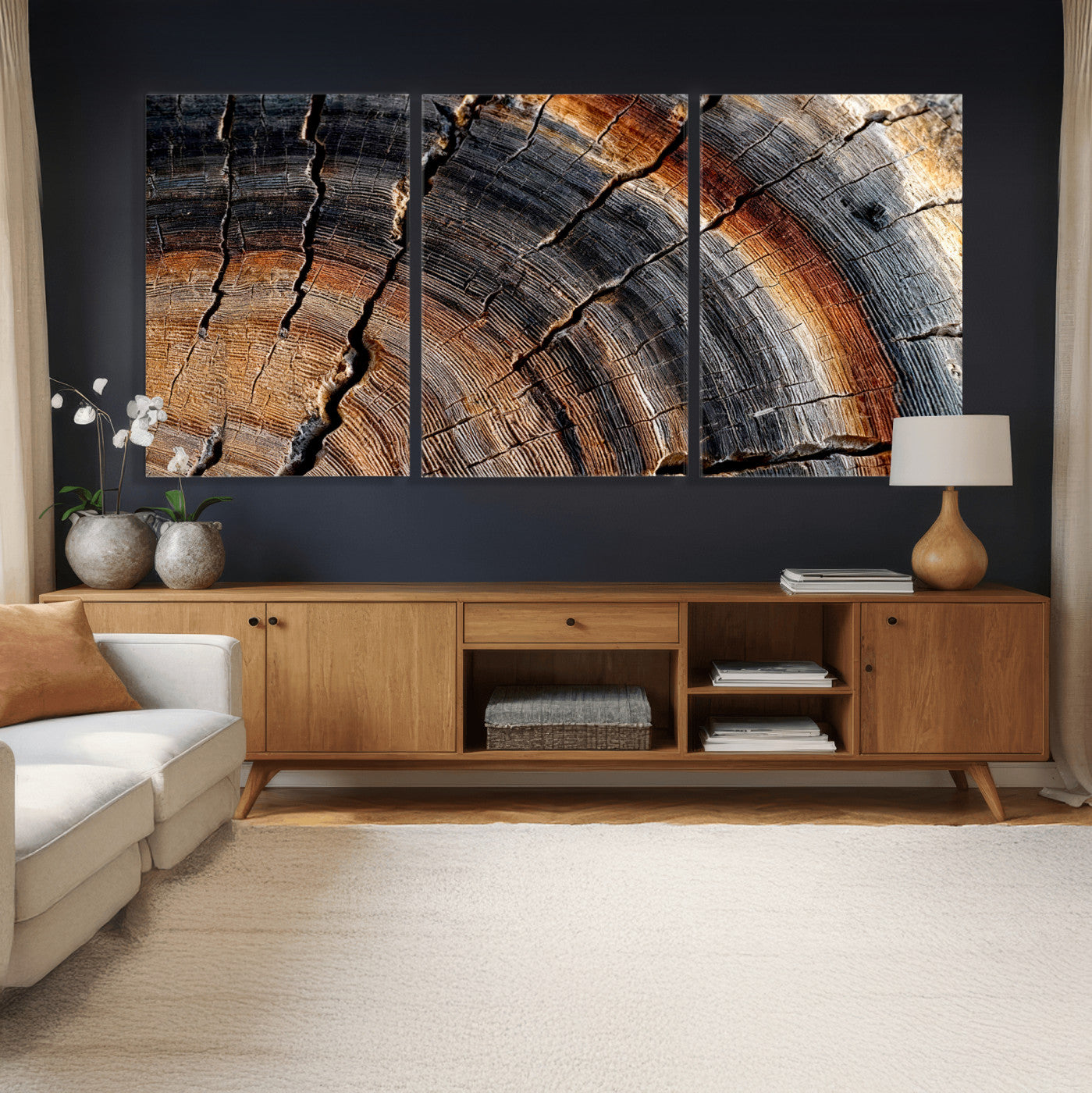 Abstract Tree Ring Wall Art Print – Natural Rustic Wood