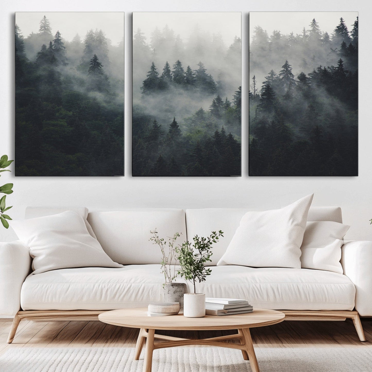 Nature Wall Decor - Serene Triptych Nature Print – Woodland