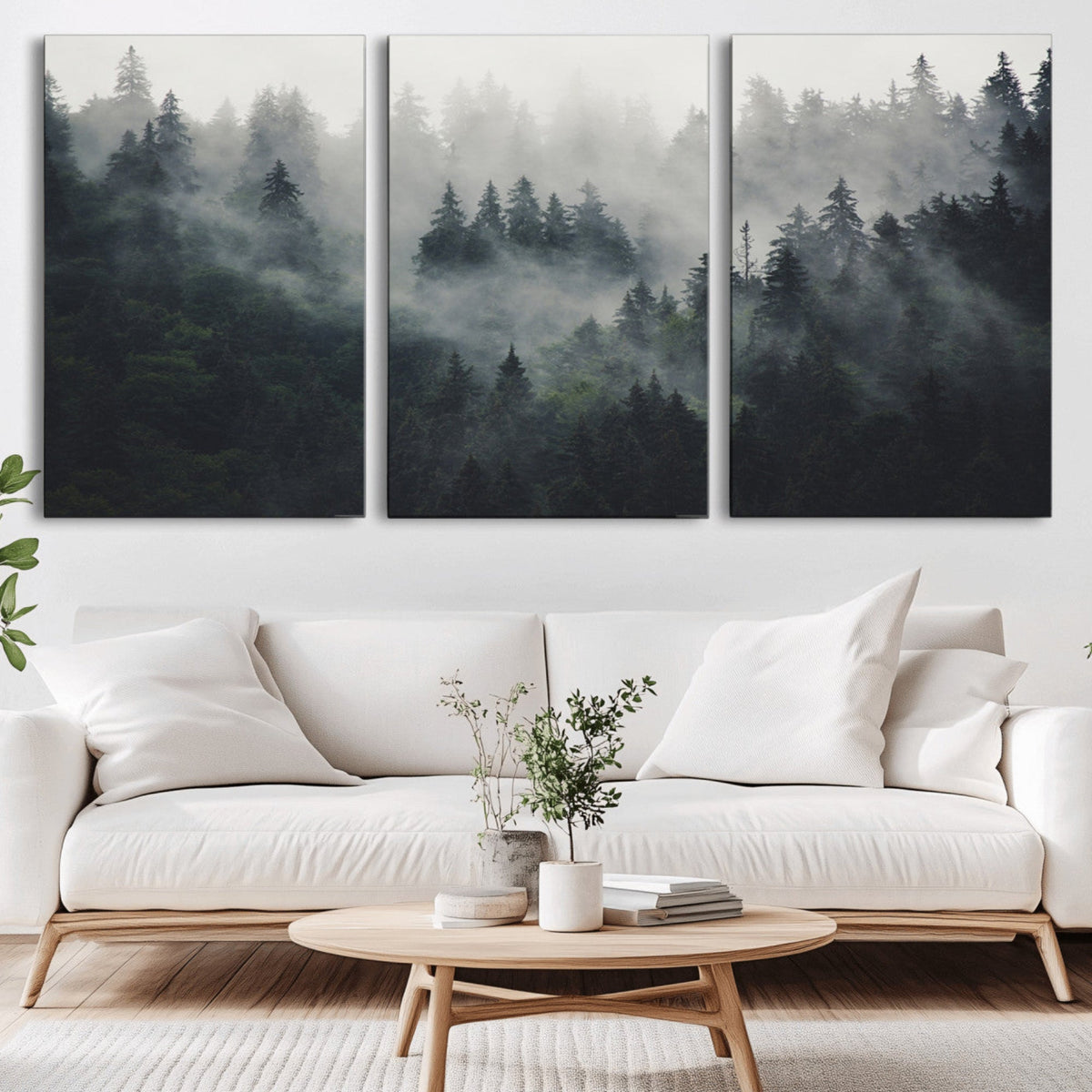 Nature Wall Decor - Serene Triptych Nature Print – Woodland