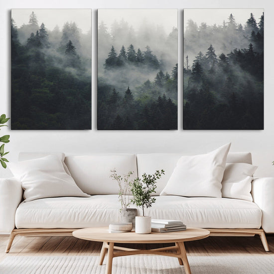 Nature Wall Decor - Serene Triptych Nature Print – Woodland