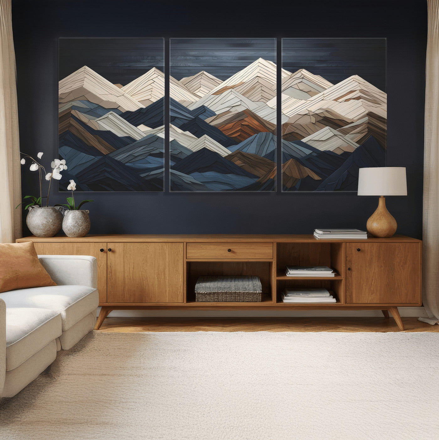 Wood Mountain Wall Art | Mountain Canvas Print Wood Decor |