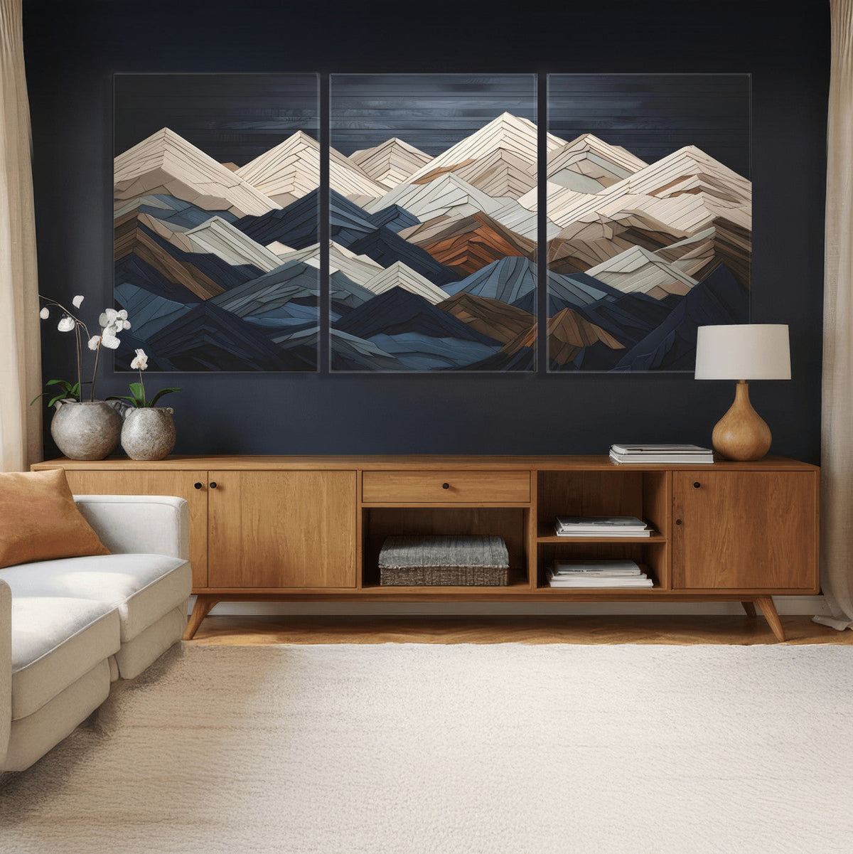 Wood Mountain Wall Art | Mountain Canvas Print Wood Decor |