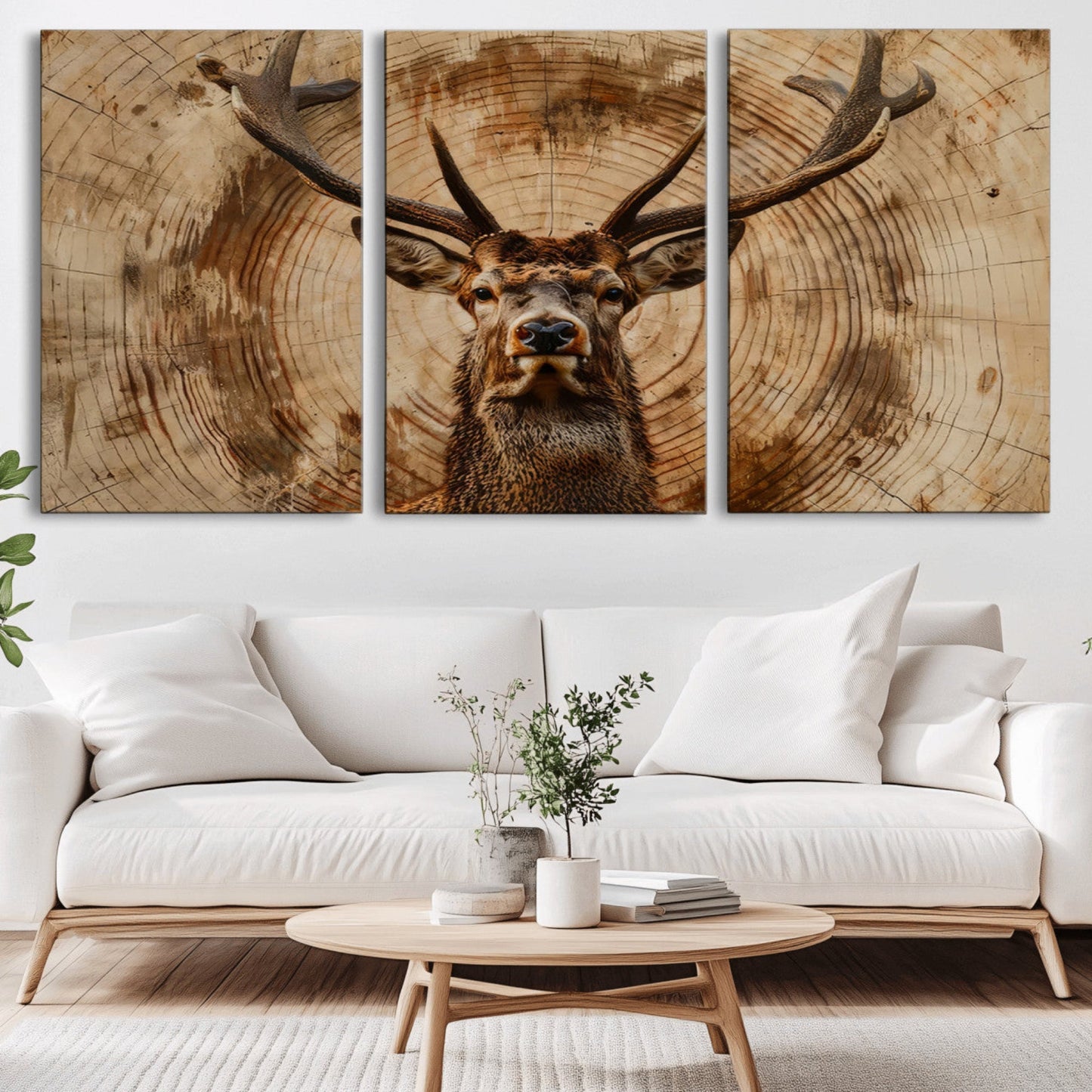 Wood Abstract Deer Wall Art | Rustic Wildlife Canvas Print |