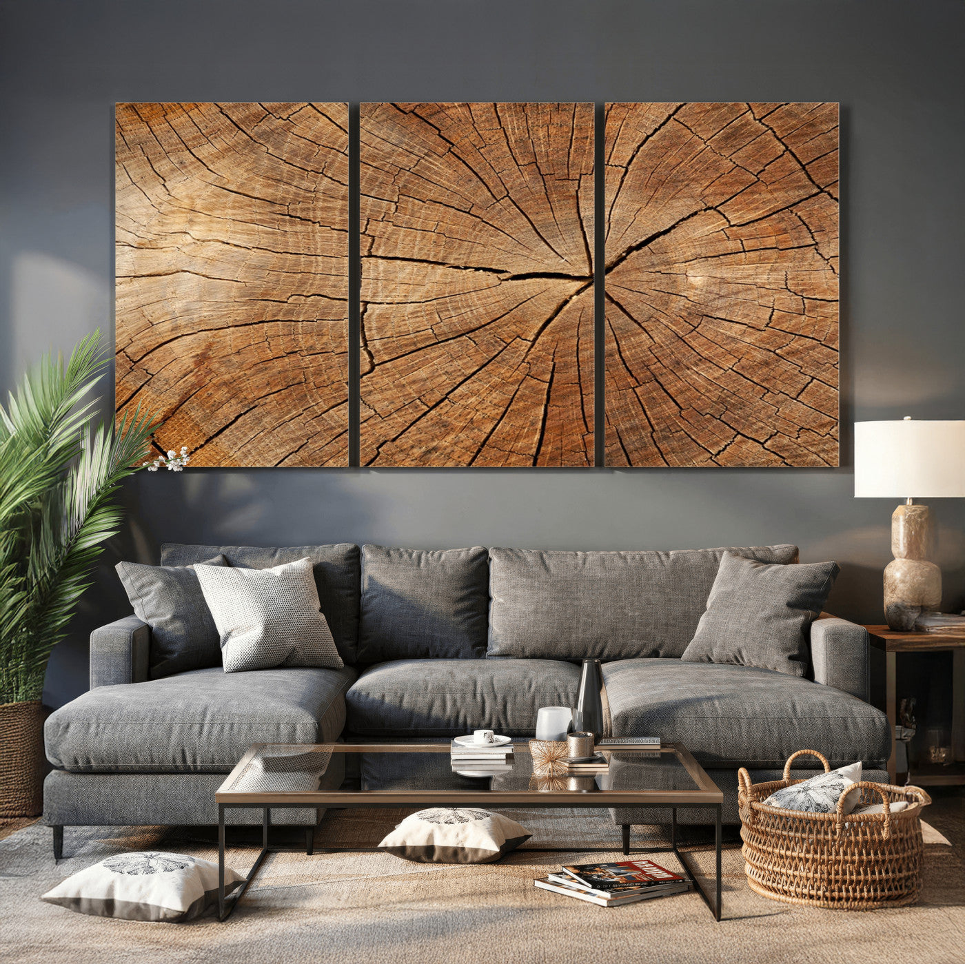 Tree Ring Canvas Art, Rustic Wood Grain Wall Art, Tree Slice