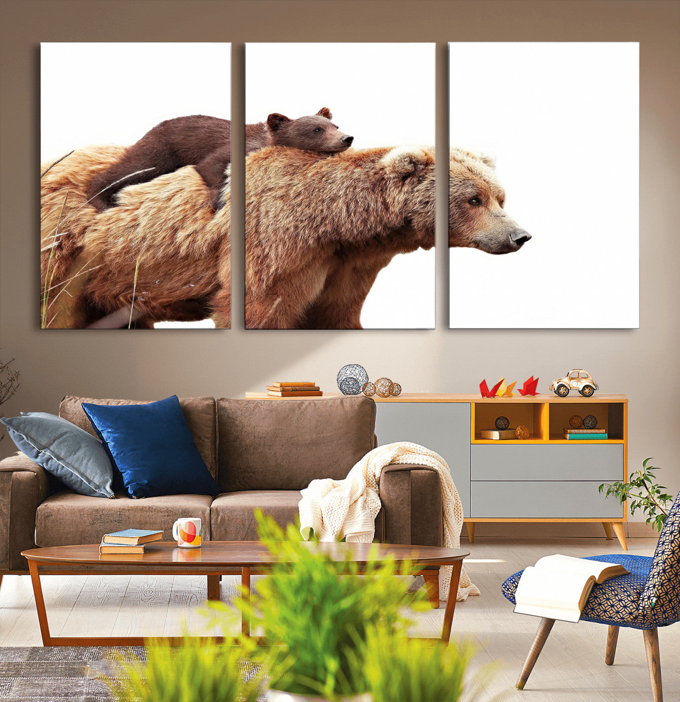 Mother and Baby Bear Canvas Wall Art - Adorable Wildlife