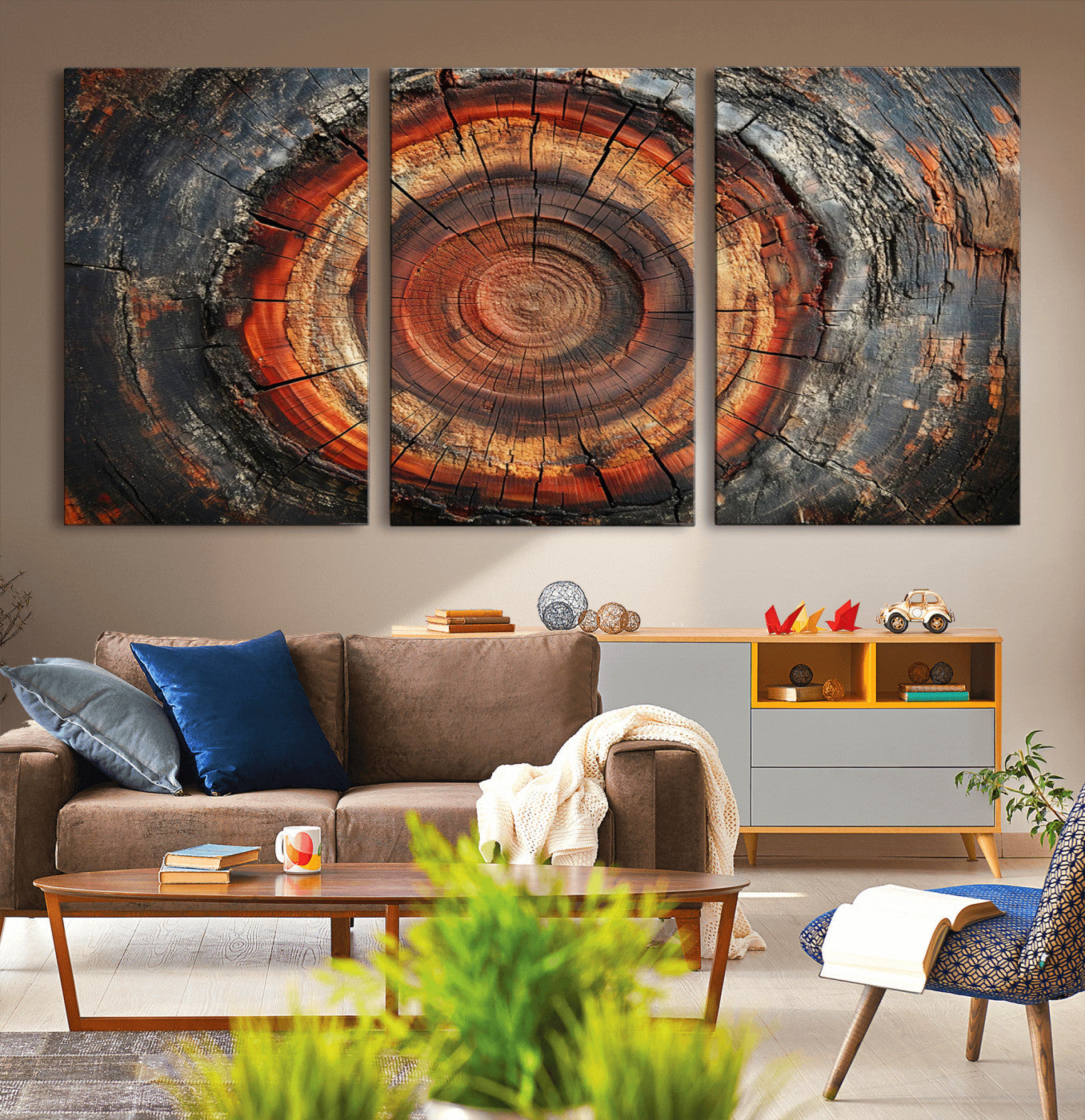Wood Grain Canvas Wall Art - Framed Abstract Tree Ring