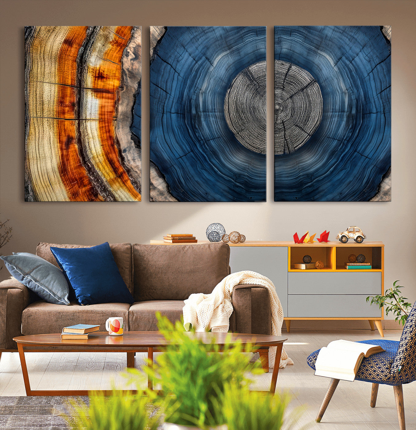 Abstract Tree Rings Wall Art Canvas Print – Modern Wood