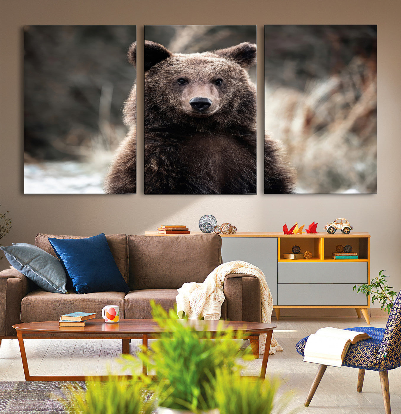 Brown Bear Wall Art Canvas Print – Framed Majestic Woodland