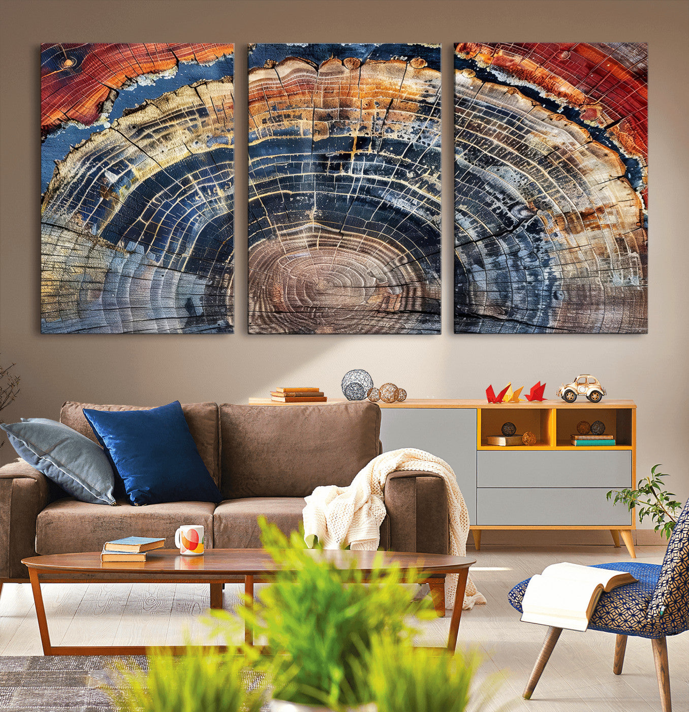Tree Rings Wall Art Canvas Print – Framed Wood Art Picture