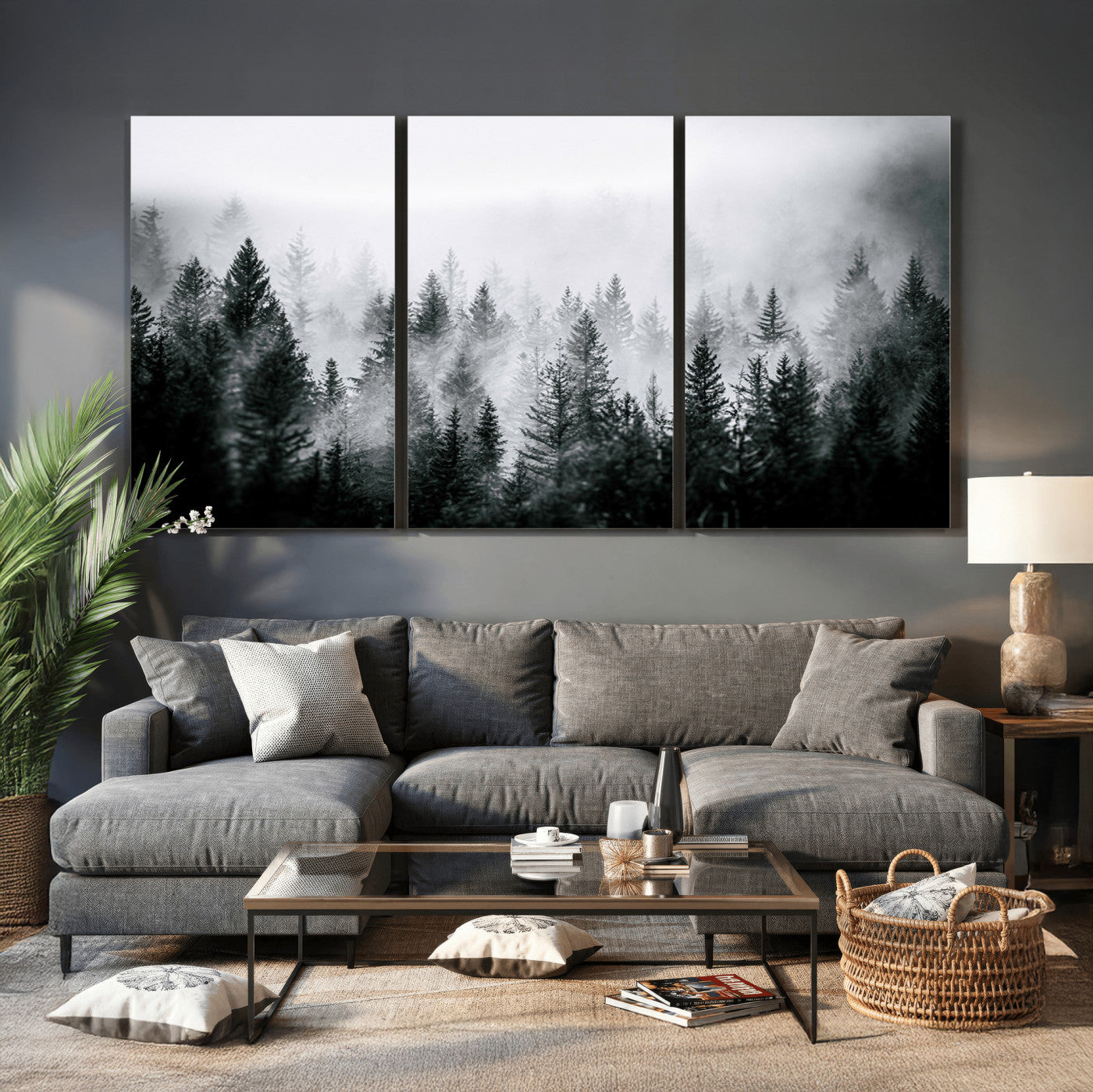 Foggy Forest Wall Art Canvas Print – Mountain Woodland