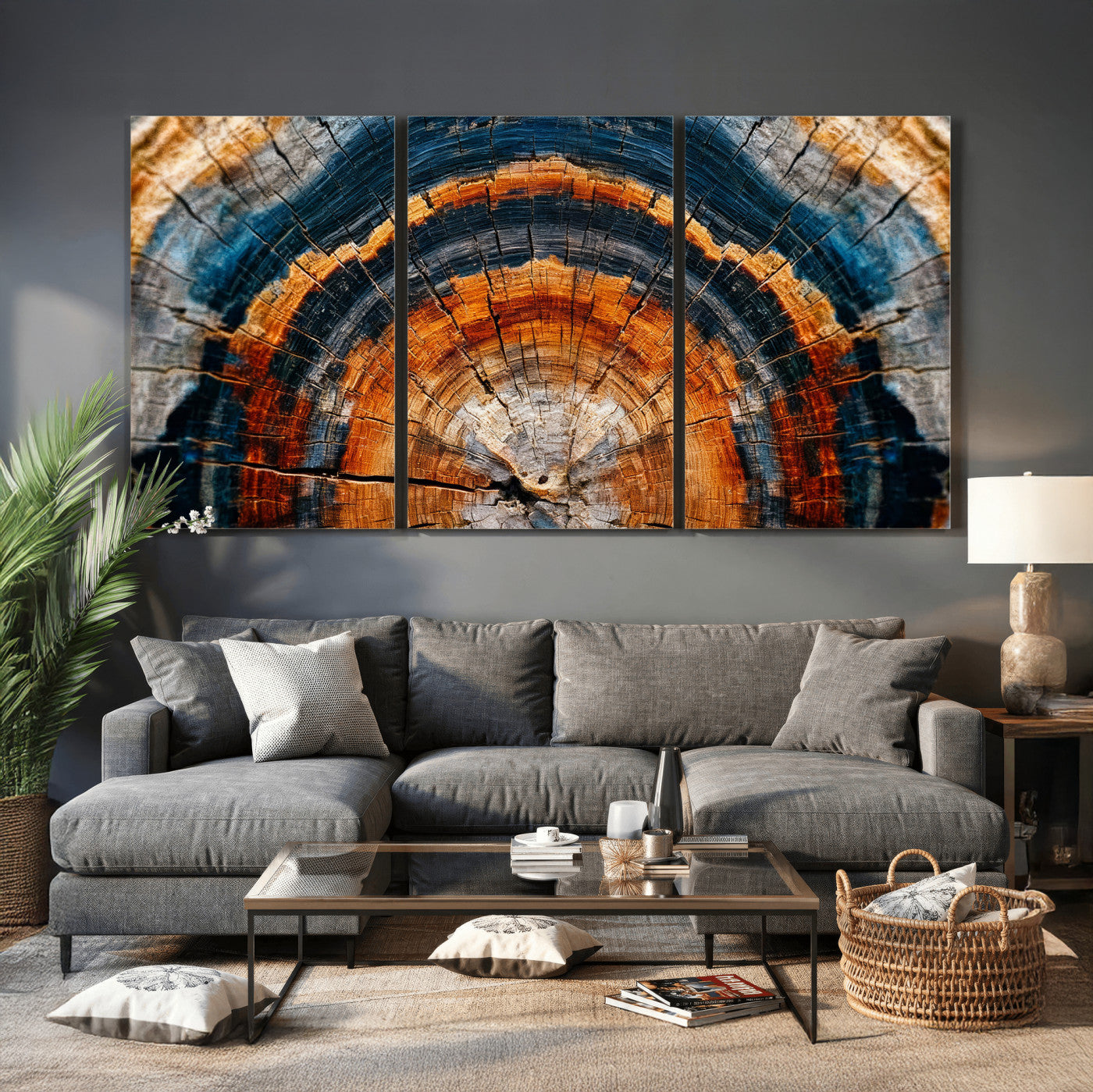 Abstract Wood Grain Canvas Print, Tree Ring Pattern Wall