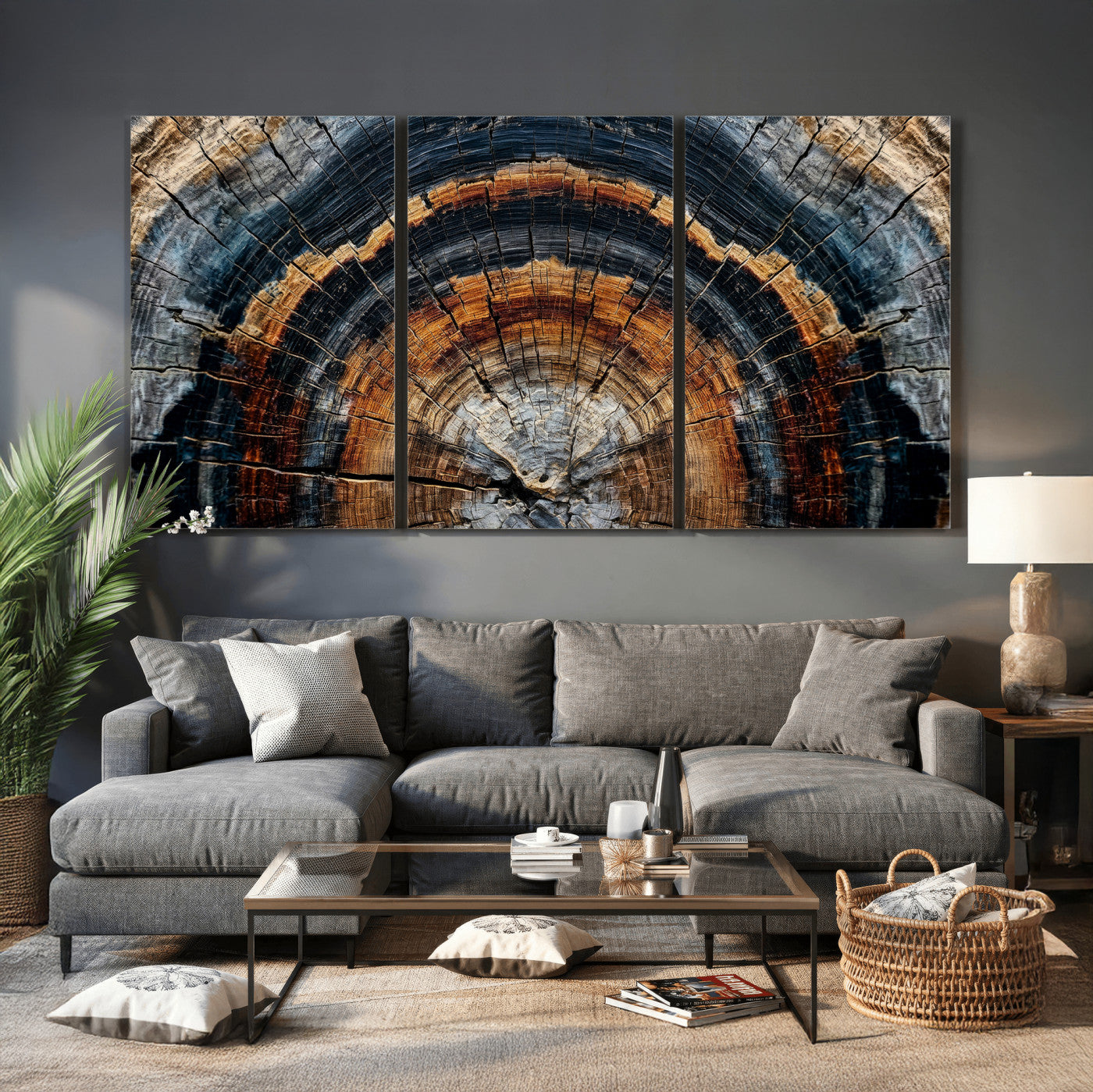 Abstract Wood Grain Canvas Print, Tree Ring Pattern Wall