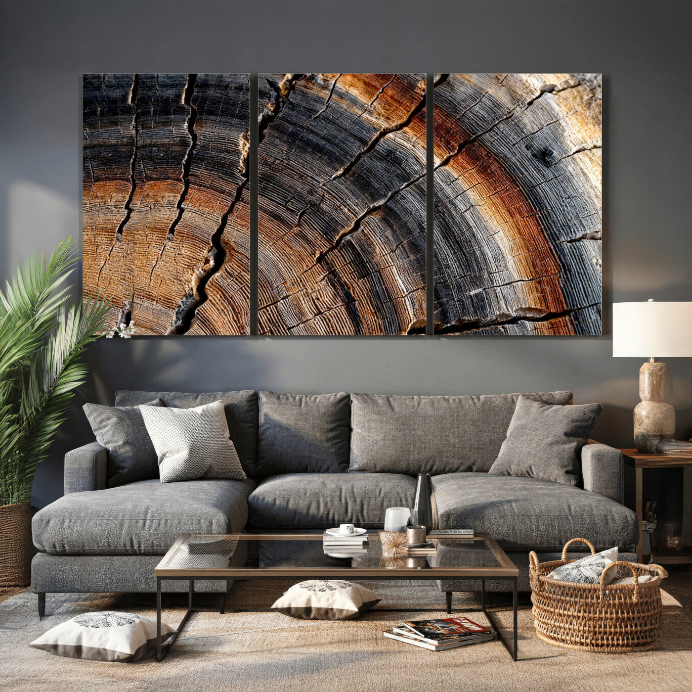 Abstract Tree Ring Wall Art Print – Natural Rustic Wood