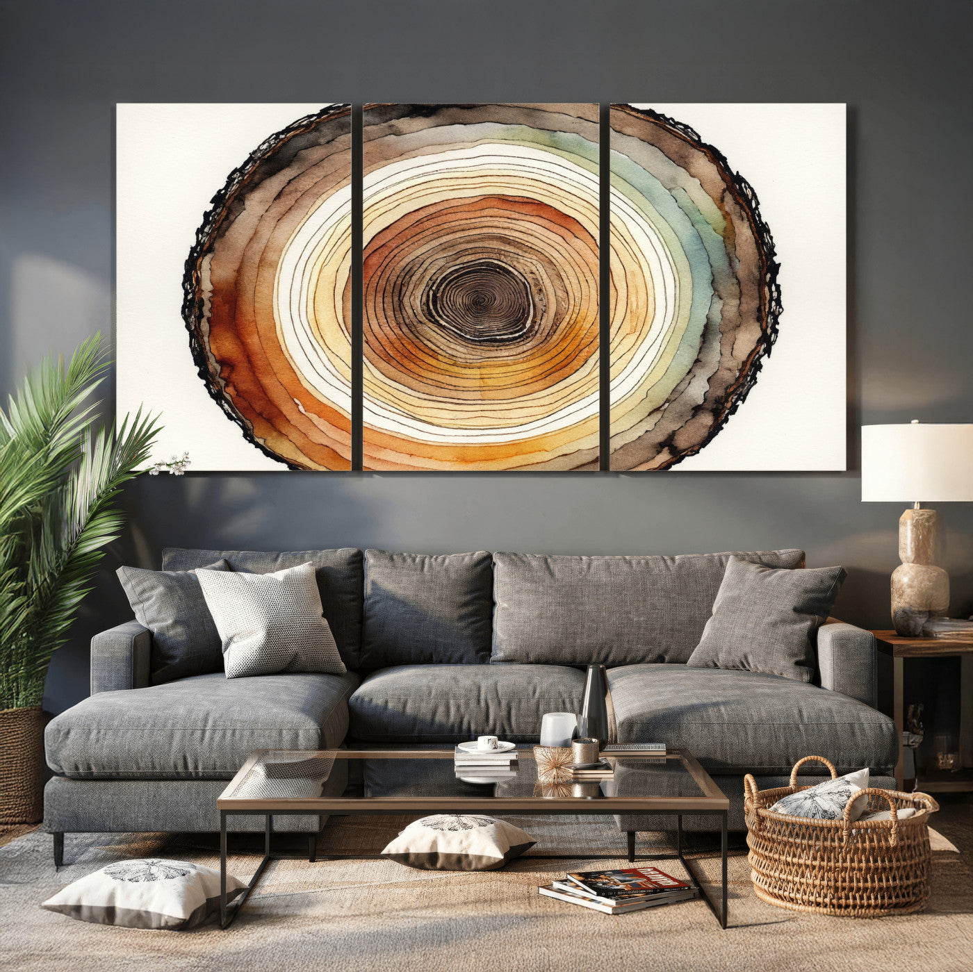 Natural Wood Slice Wall Art Canvas Print, Tree Ring Wall