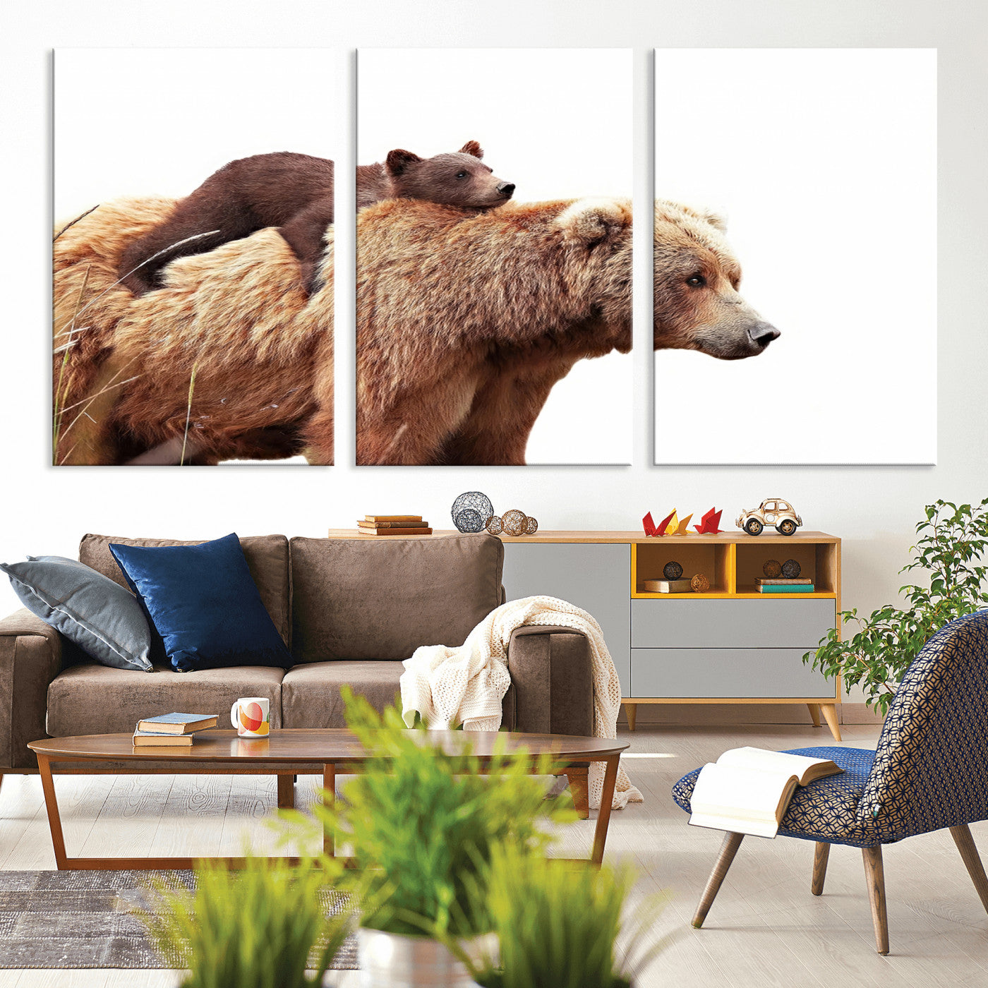 Mother and Baby Bear Canvas Wall Art - Adorable Wildlife