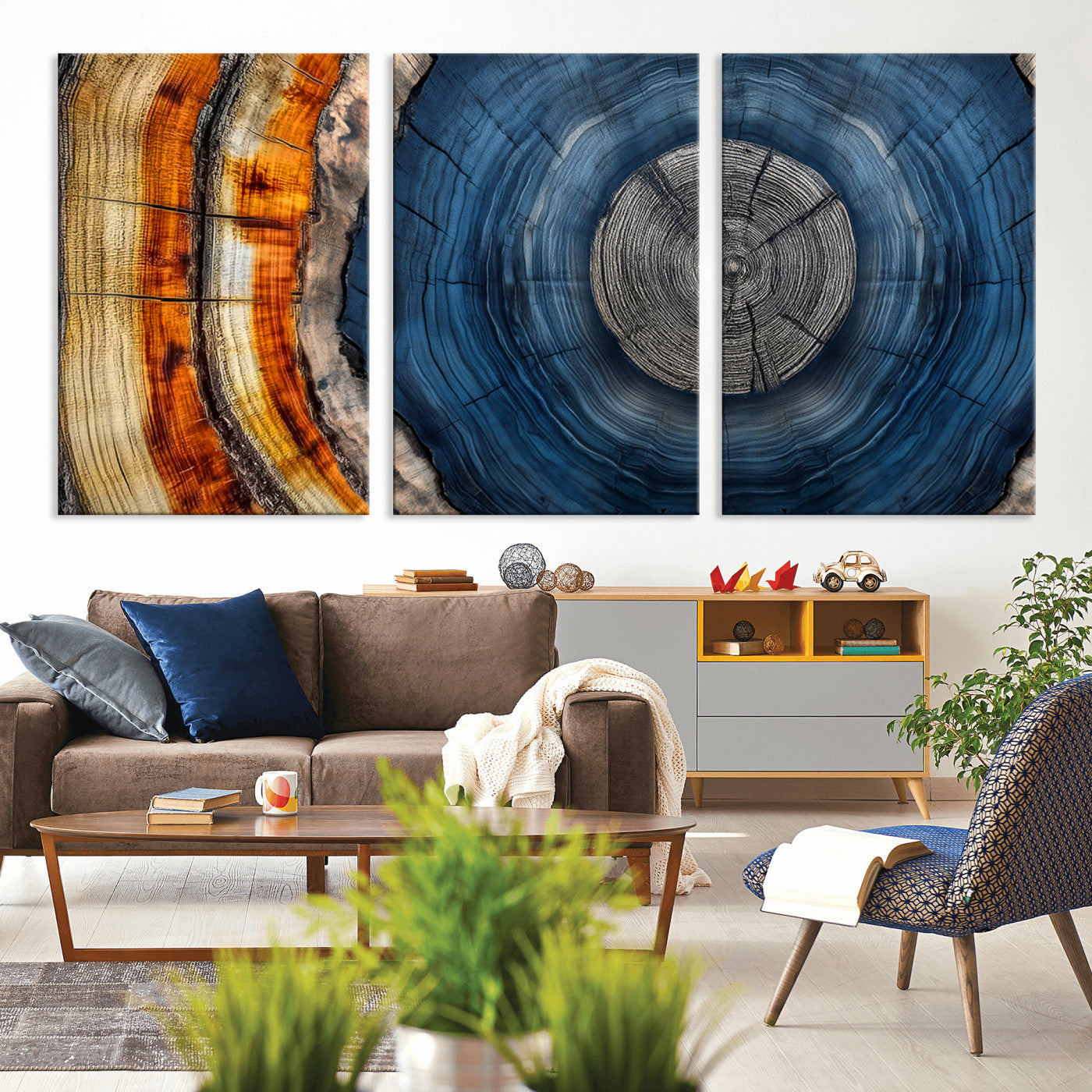 Abstract Tree Rings Wall Art Canvas Print – Modern Wood