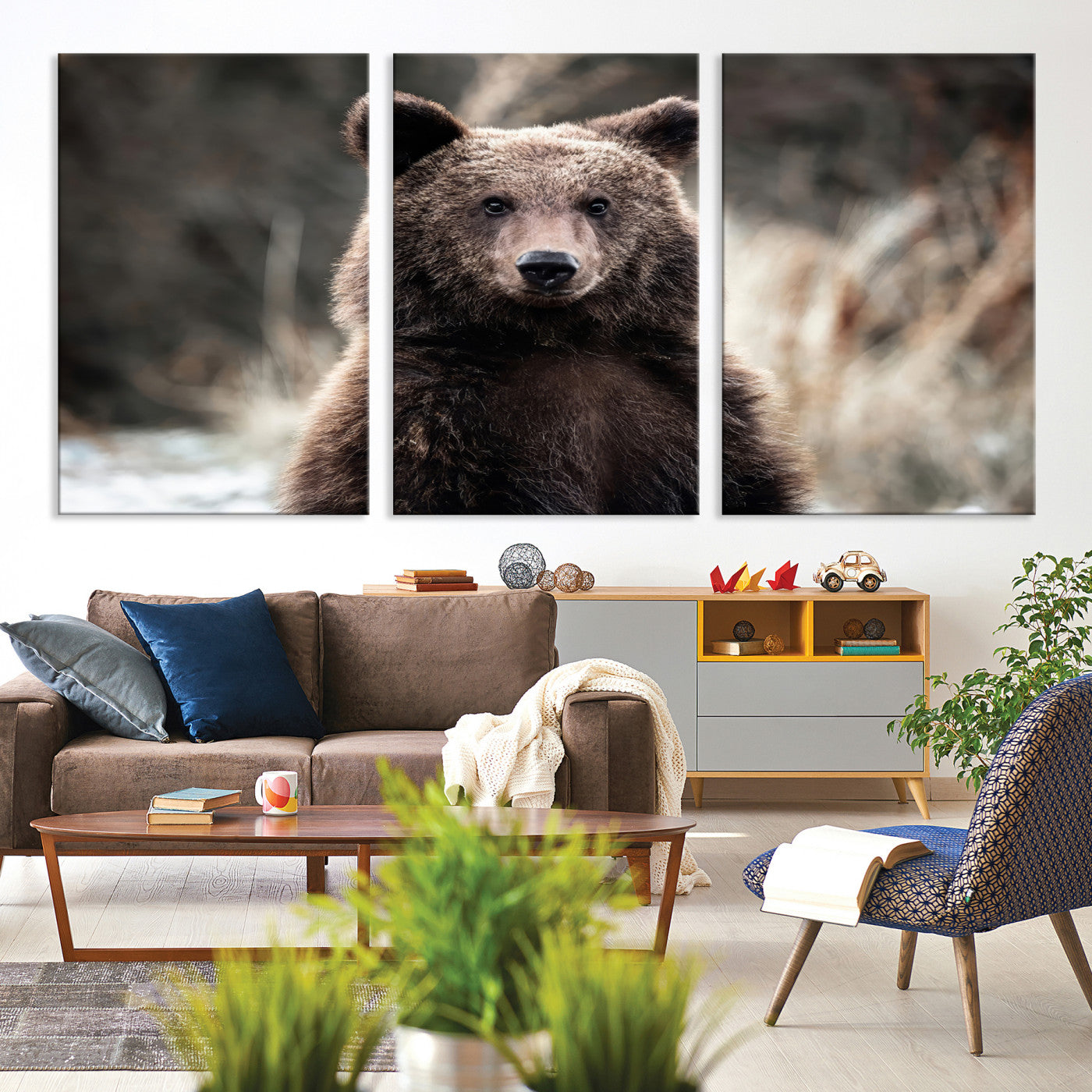 Brown Bear Wall Art Canvas Print – Framed Majestic Woodland