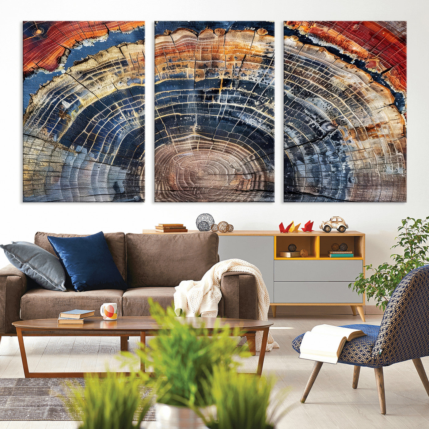 Tree Rings Wall Art Canvas Print – Framed Petrified Wood
