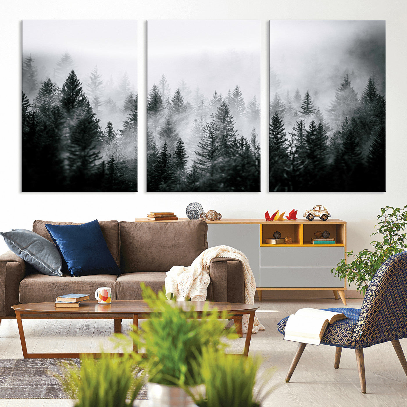 Foggy Forest Wall Art Canvas Print – Mountain Woodland