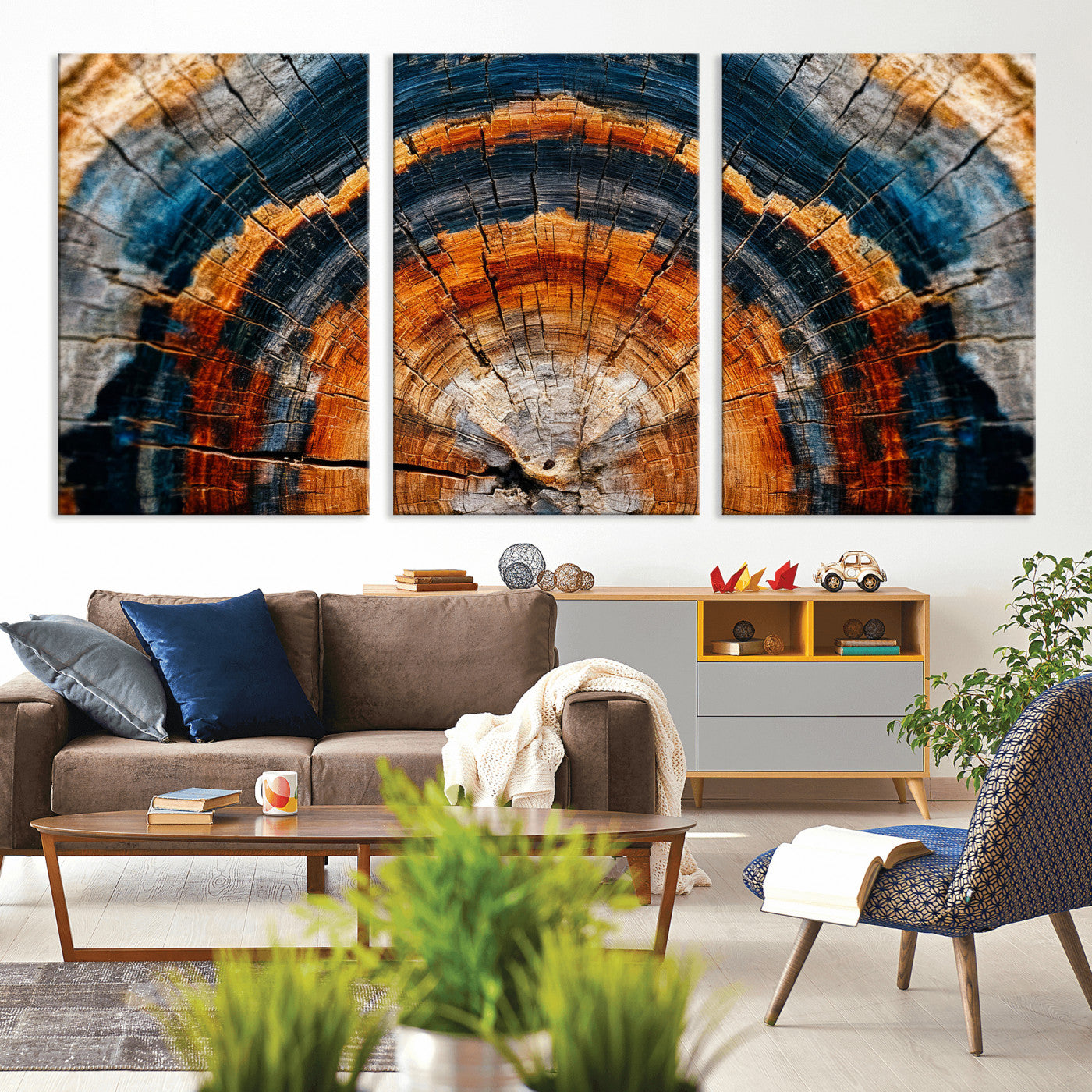 Abstract Wood Grain Canvas Print, Tree Ring Pattern Wall
