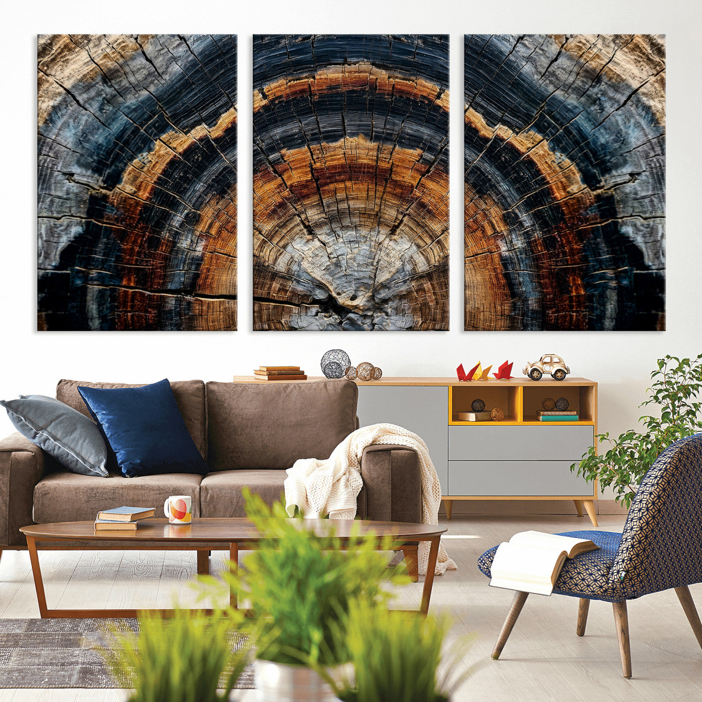 Abstract Wood Grain Canvas Print, Tree Ring Pattern Wall