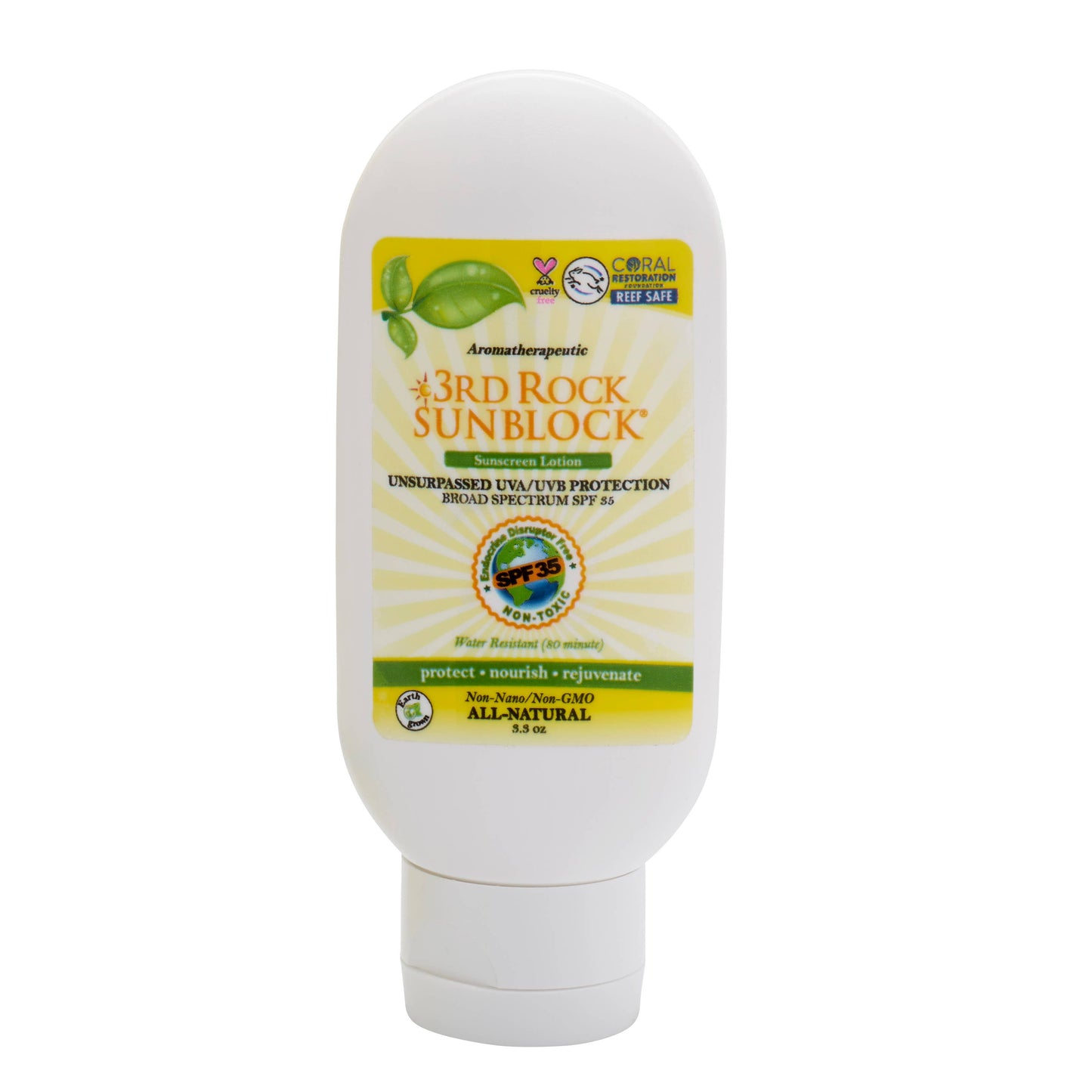 3rd Rock Sunblock SPF 35+ – Natural Zinc Sunscreen Lotion | Toxin-Free, Water-Resistant, Aromatherapeutic